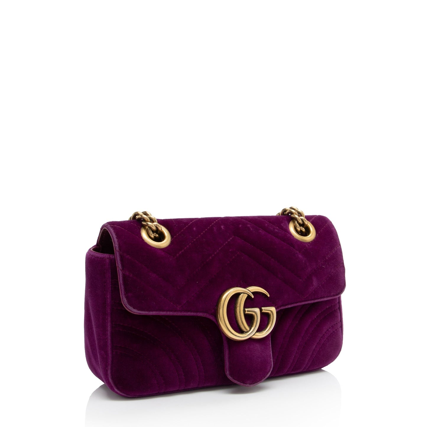 Gucci Velvet GG Marmont SHF-dH4gBl Matelasse Leather Mini Flap Crossbody Bag