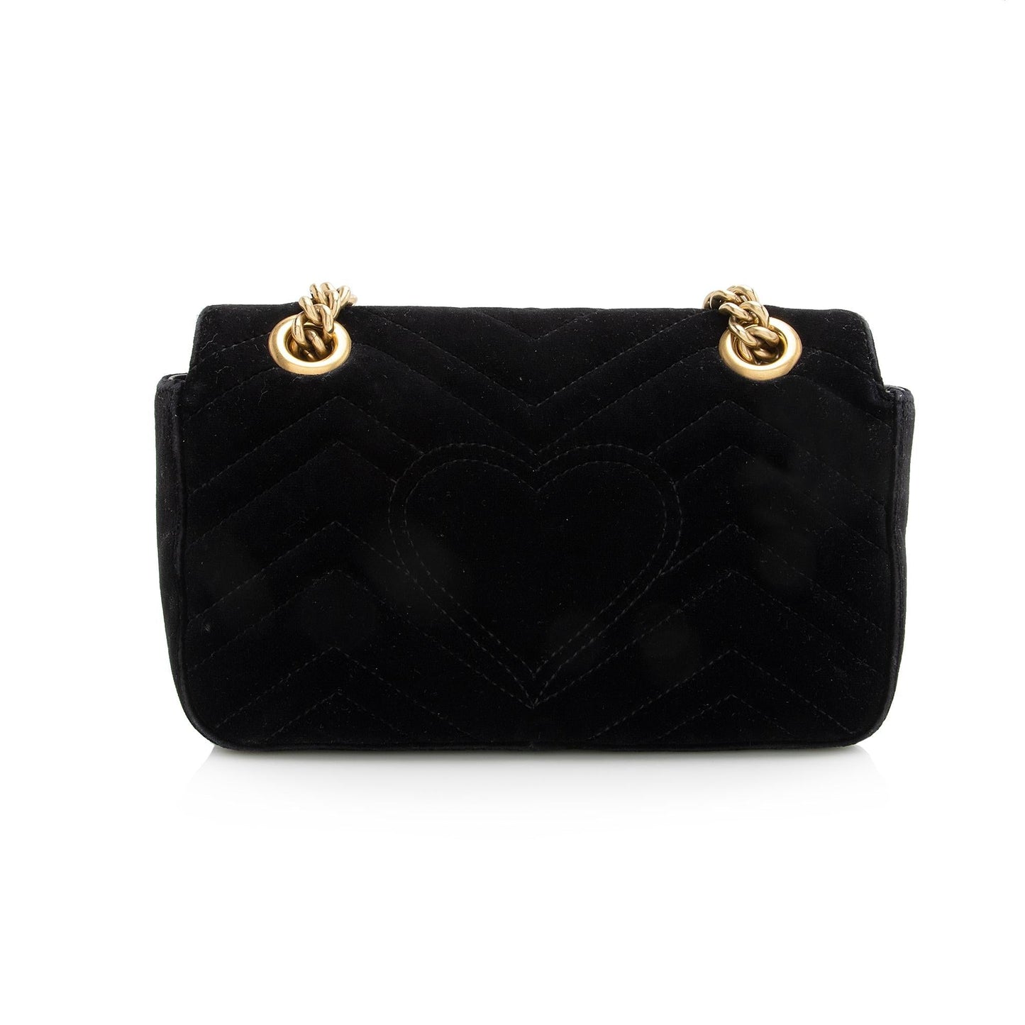 Gucci Velvet GG Marmont SHF Matelasse Leather Black Mini Crossbody Bag