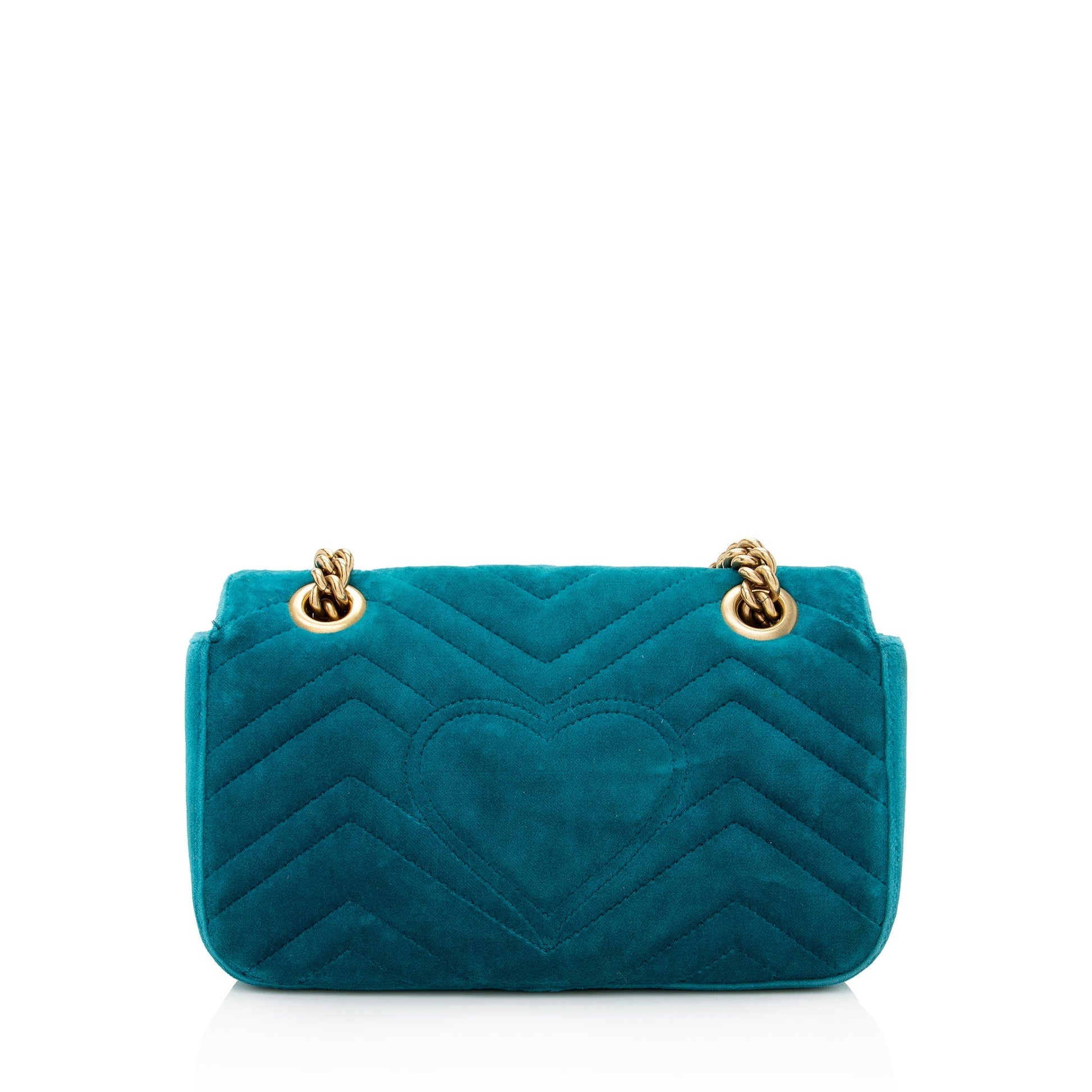Gucci Velvet GG Marmont SHF Matelasse Leather Blue Mini Crossbody Bag
