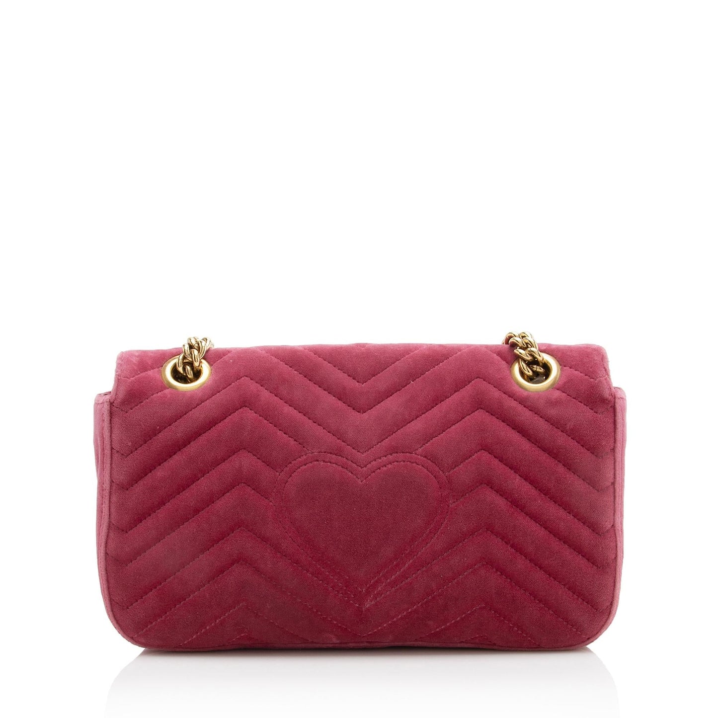 Gucci Velvet GG Marmont Flap SHF Matelasse Leather Pink Small Crossbody Bag