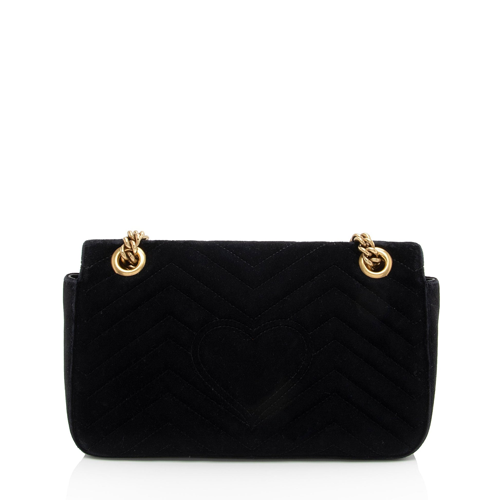 Gucci Velvet GG Marmont Flap SHF-cGU4RL Matelasse Leather Black Small Crossbody Bag
