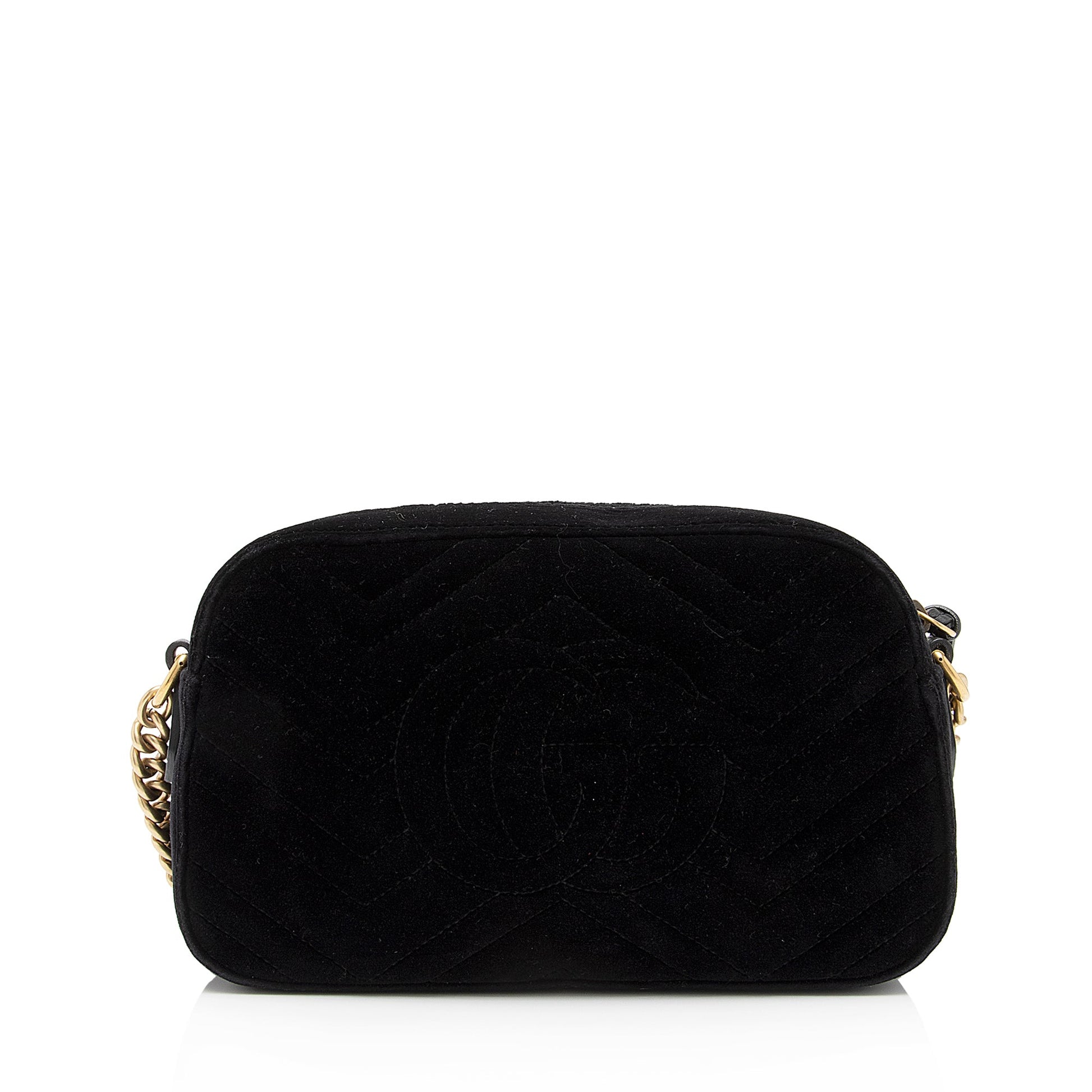 Gucci Velvet GG Marmont SHF-zFaOw0 Matelasse Leather Black Small Crossbody Bag