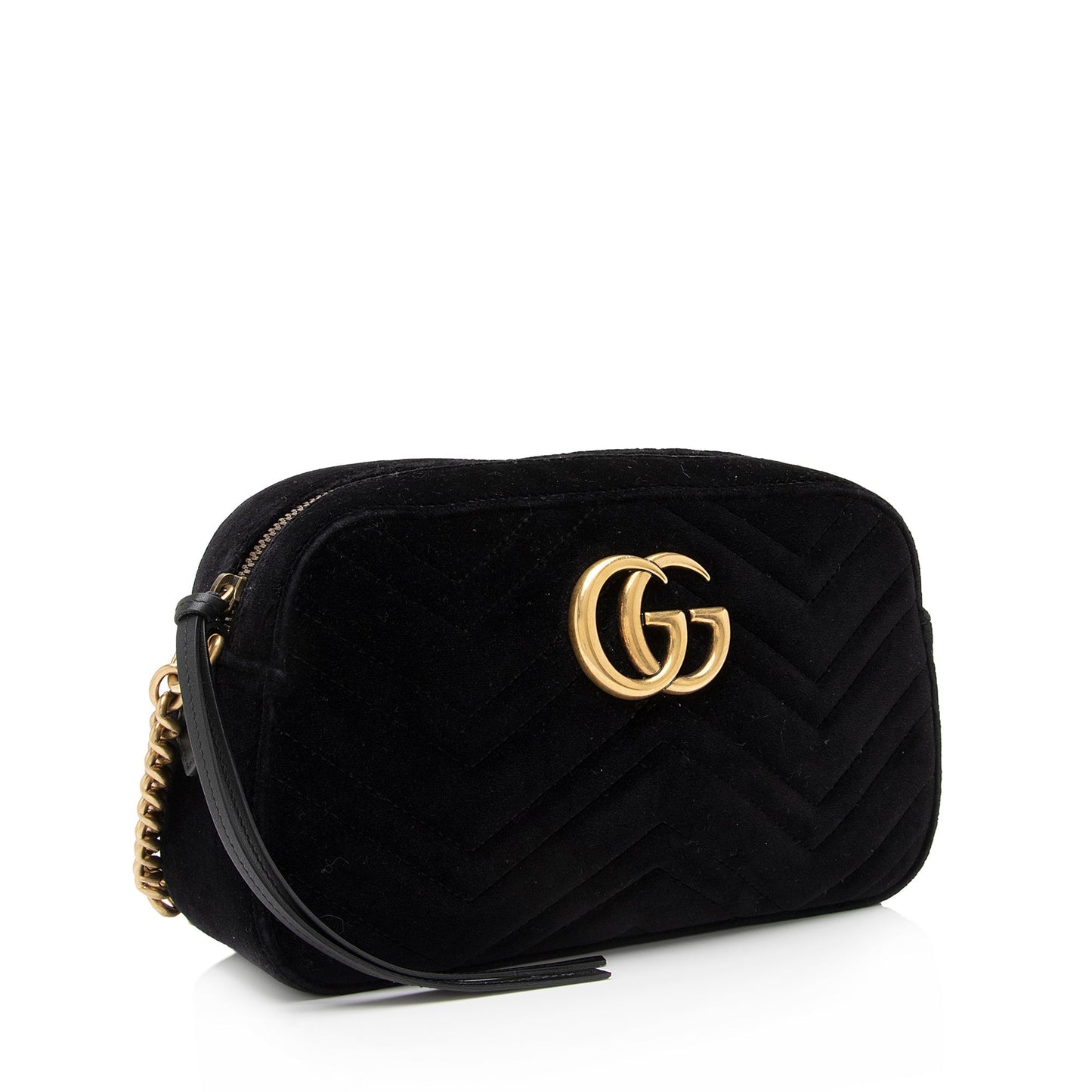 Gucci Velvet GG Marmont SHF-zFaOw0 Matelasse Leather Black Small Crossbody Bag