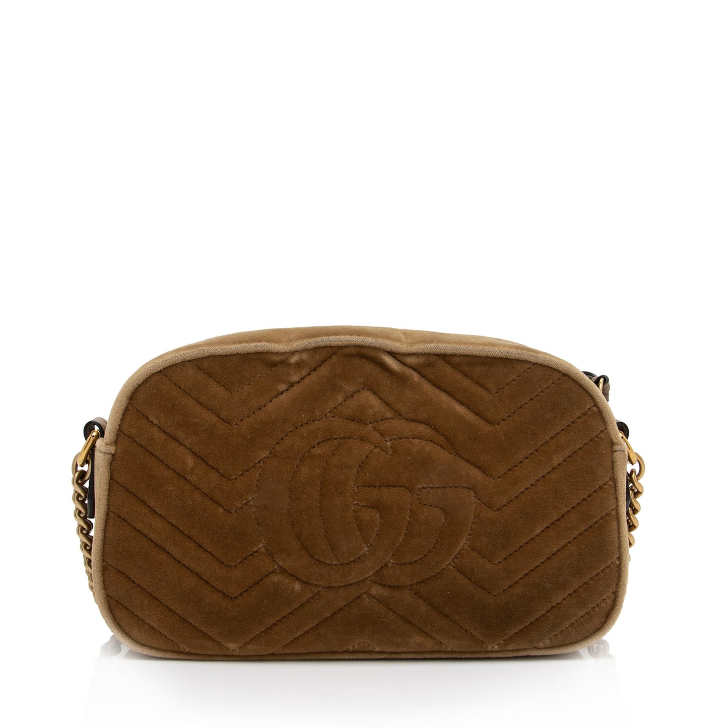 Gucci Velvet GG Marmont SHF-5JLMQ6 Matelasse Leather Brown Beige Crossbody Bag