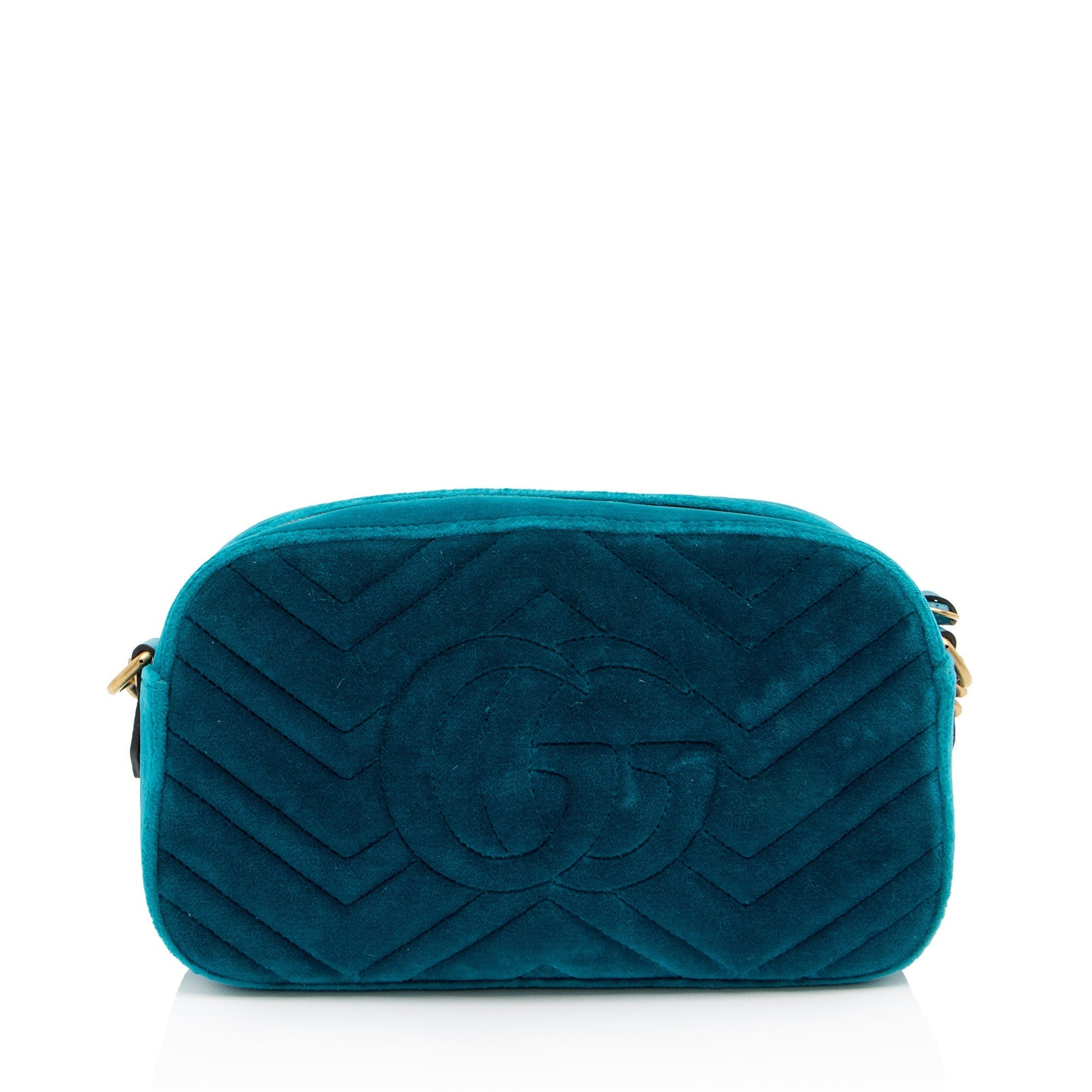 Gucci Velvet GG Marmont SHF-YA81zd Matelasse Leather Blue Small Crossbody Bag