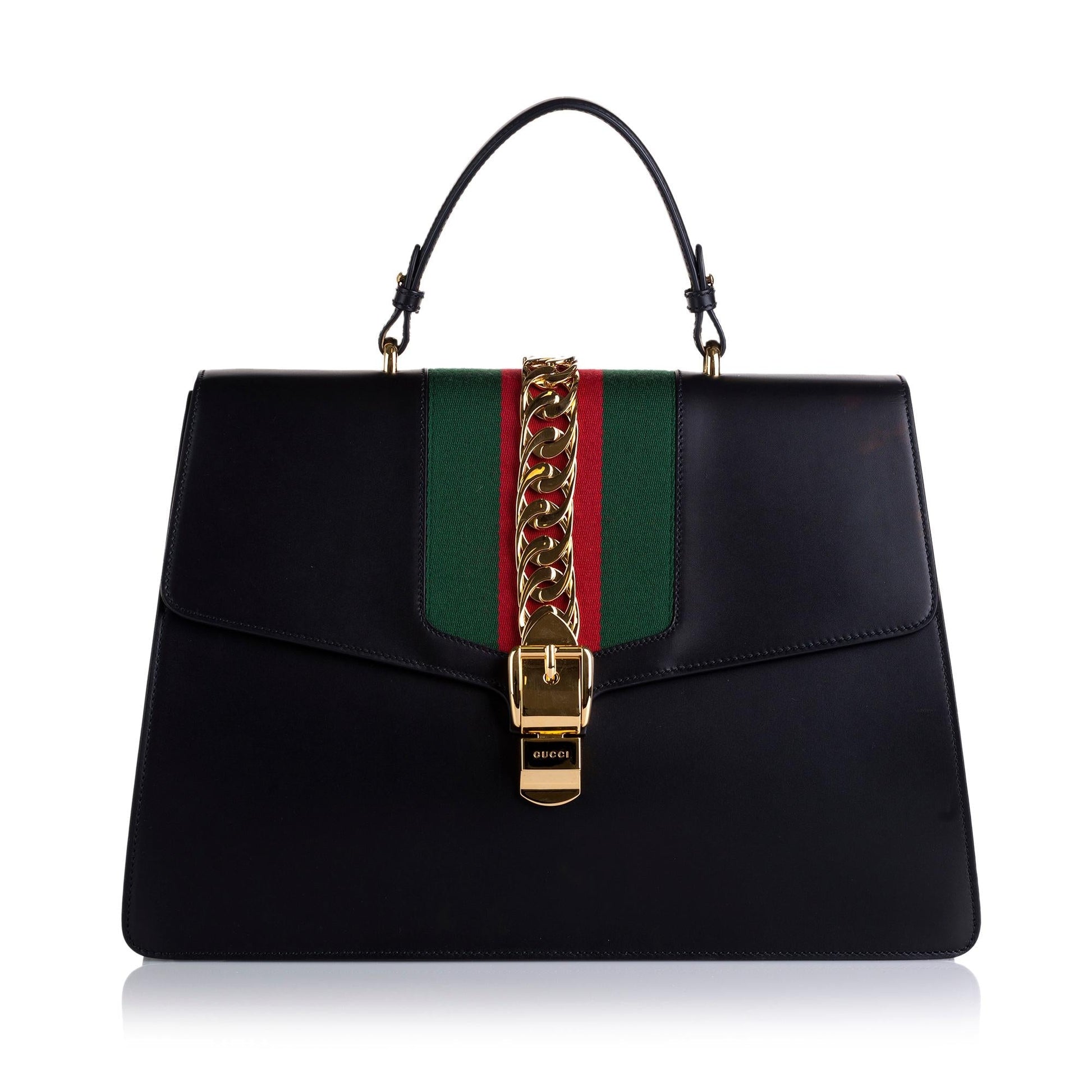 Gucci Maxi Sylvie SHG-kfTk1h Calf Black Satchel Bag