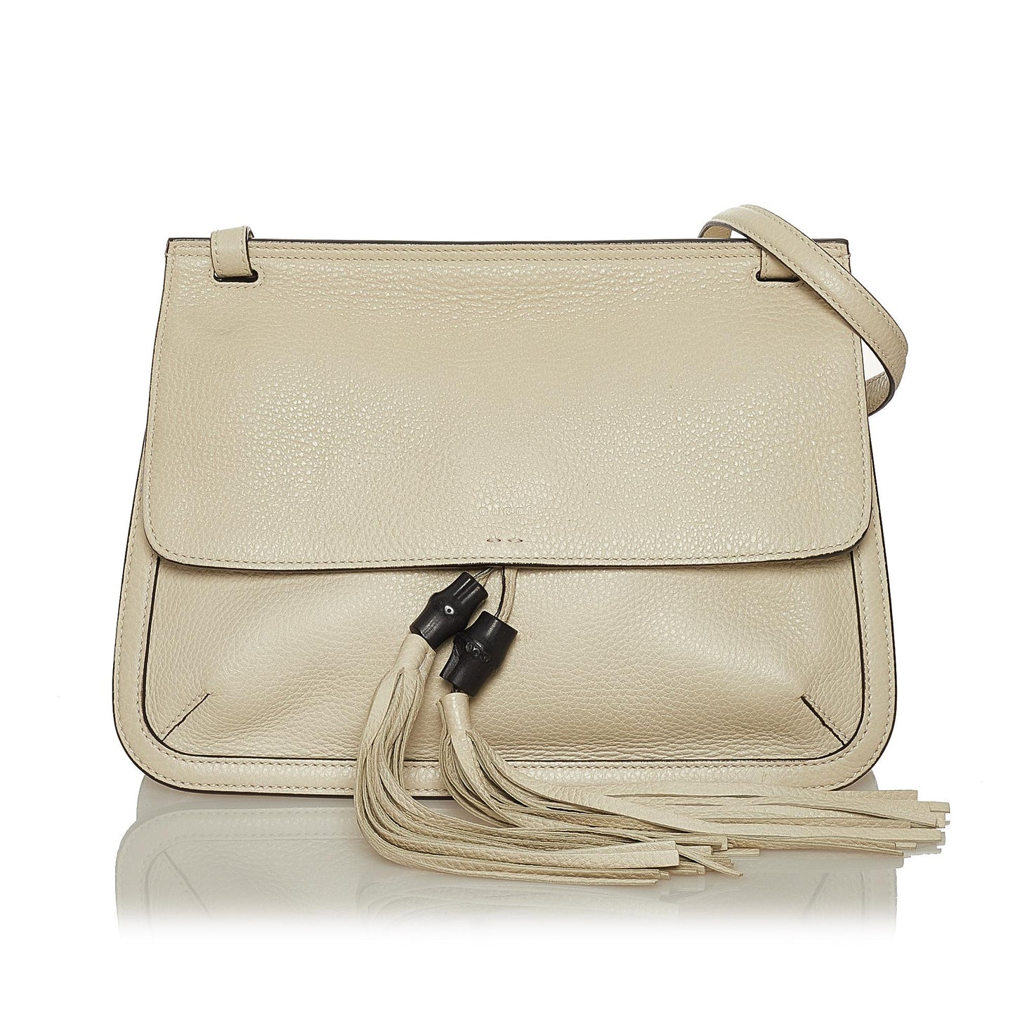 Gucci Bamboo Daily Flap SHG Leather Calf White Medium Crossbody Bag