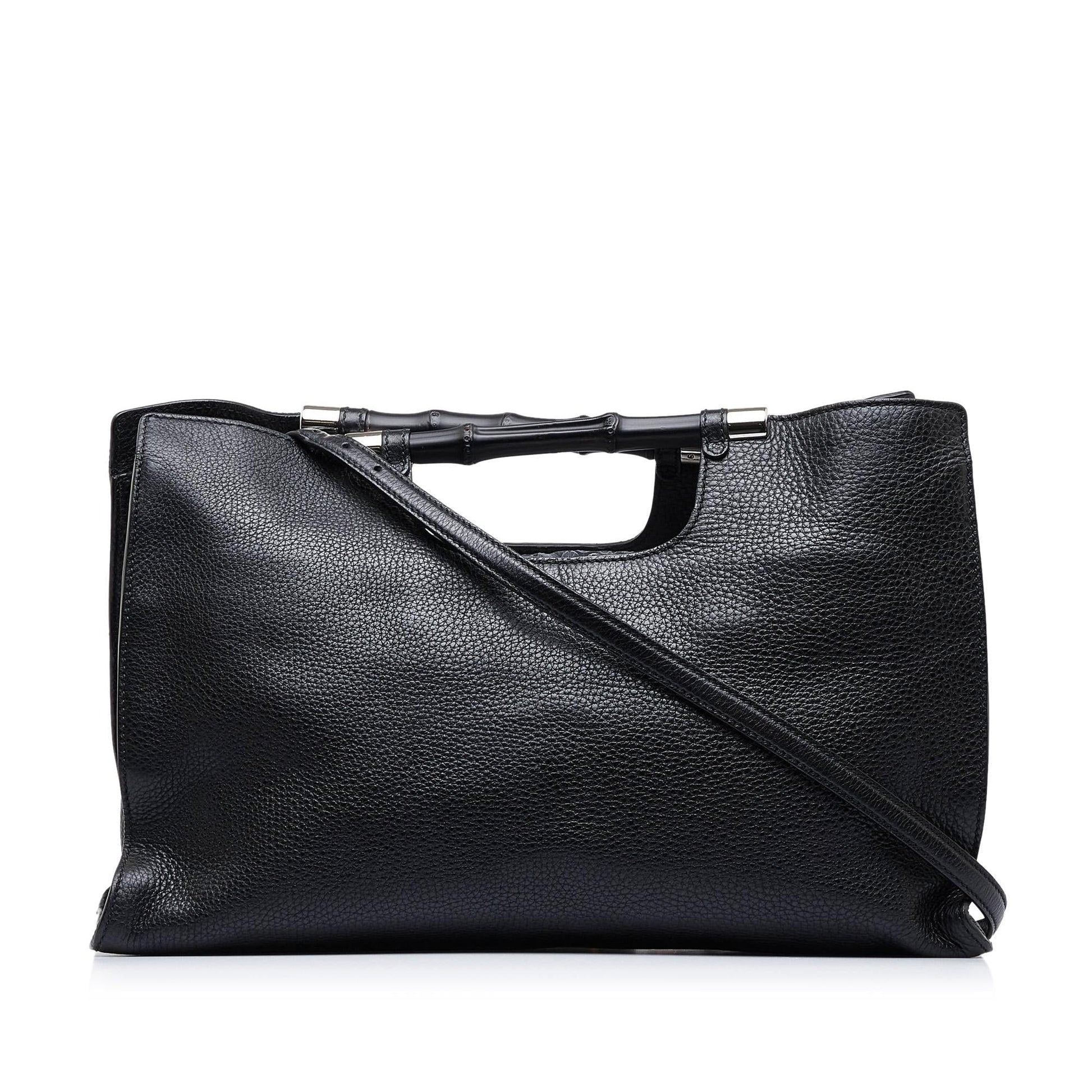 Gucci Bamboo Daily Shopper SHG-BuRj00 Calf Black Medium Satchel Bag