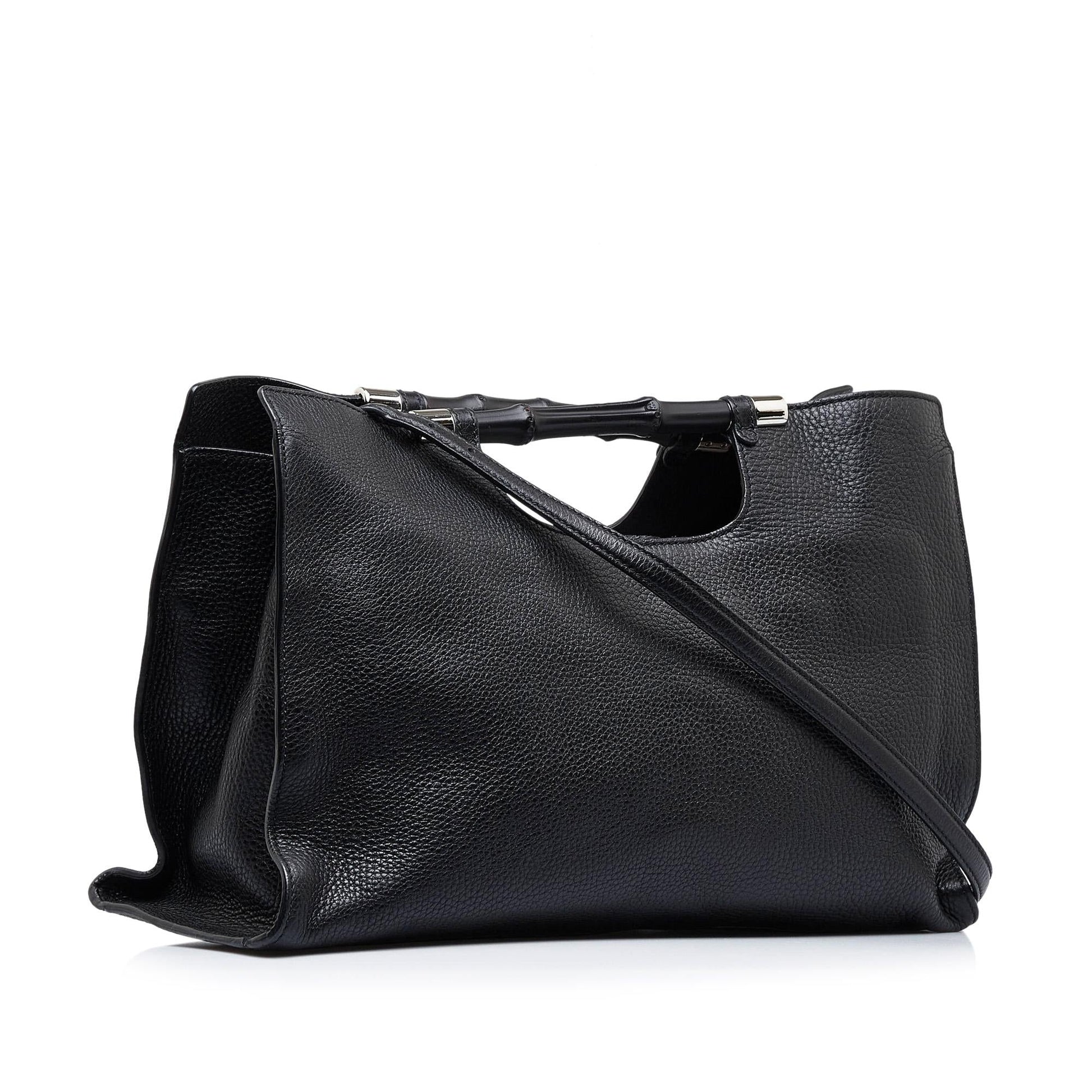 Gucci Bamboo Daily Shopper SHG-BuRj00 Calf Black Medium Satchel Bag