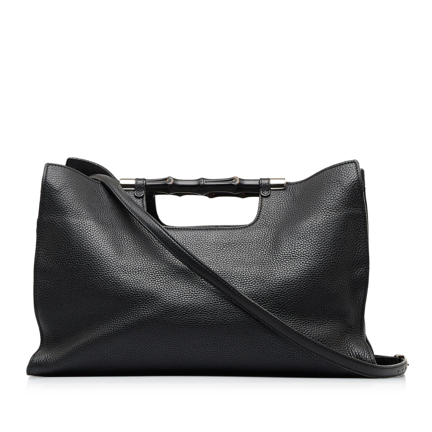 Gucci Bamboo Daily Shopper SHG-wq7mCa Calf Black Medium Satchel Bag