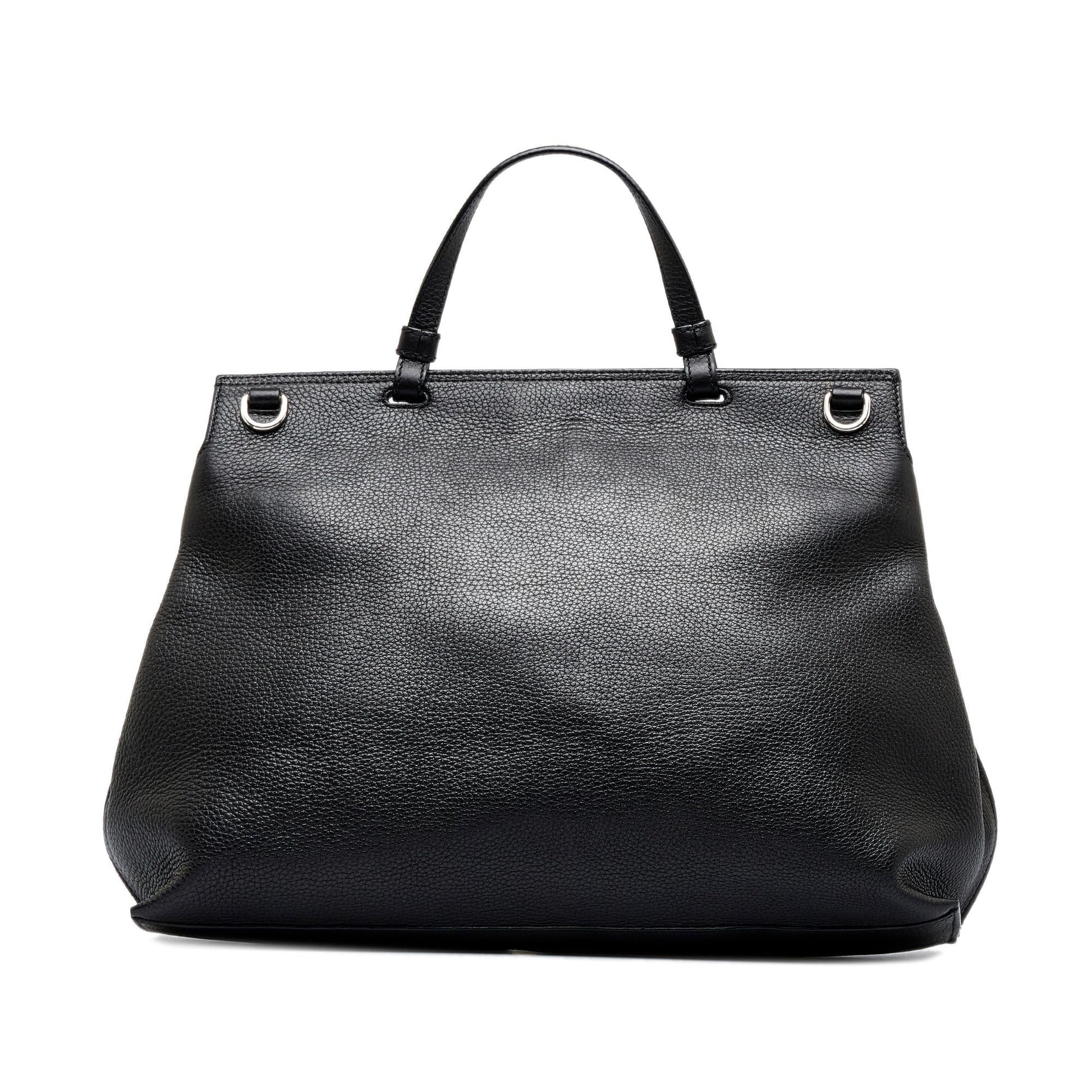 Gucci Bamboo Daily SHG-2MQkJo Calf Black Medium Top Handle Satchel Bag