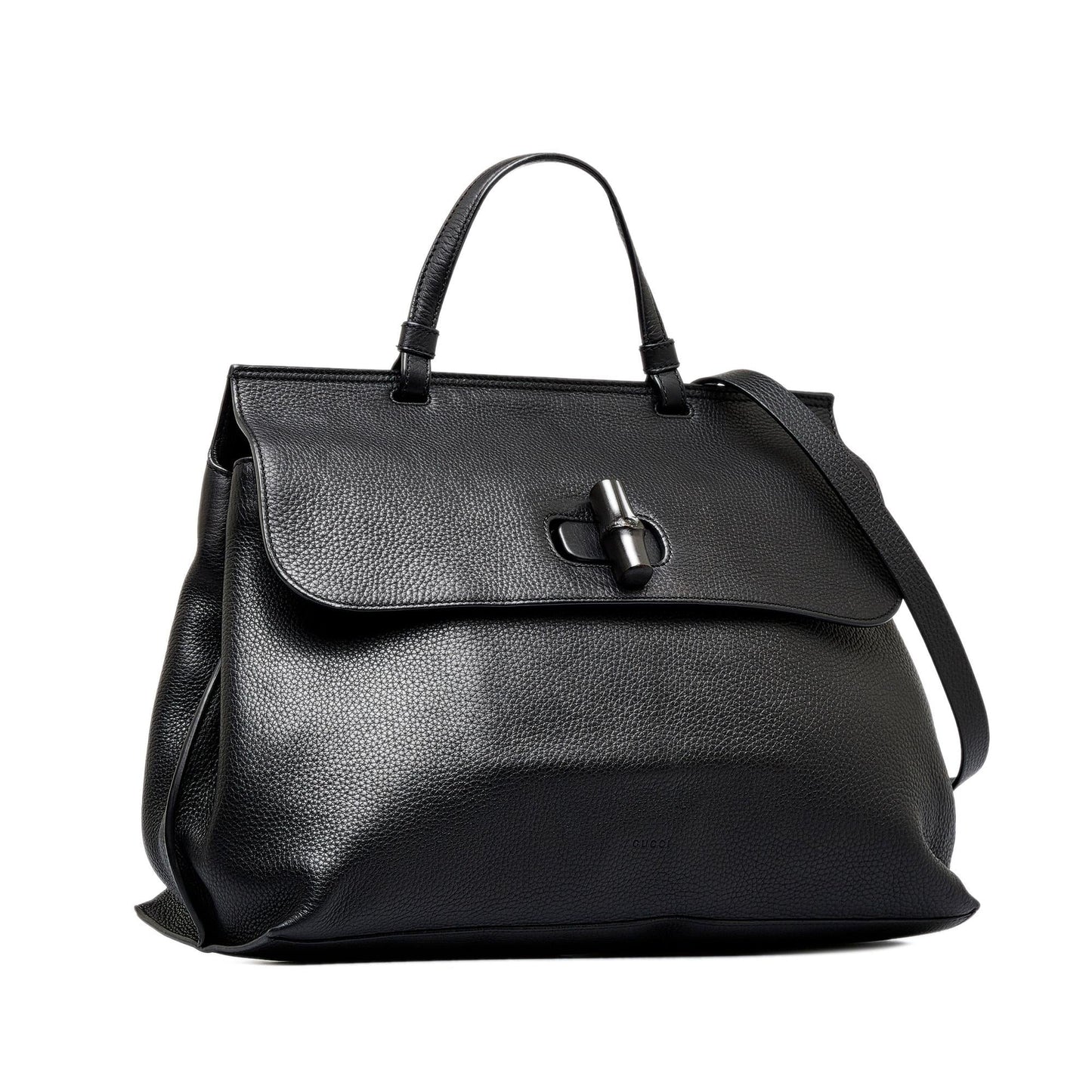 Gucci Bamboo Daily SHG-2MQkJo Calf Black Medium Top Handle Satchel Bag