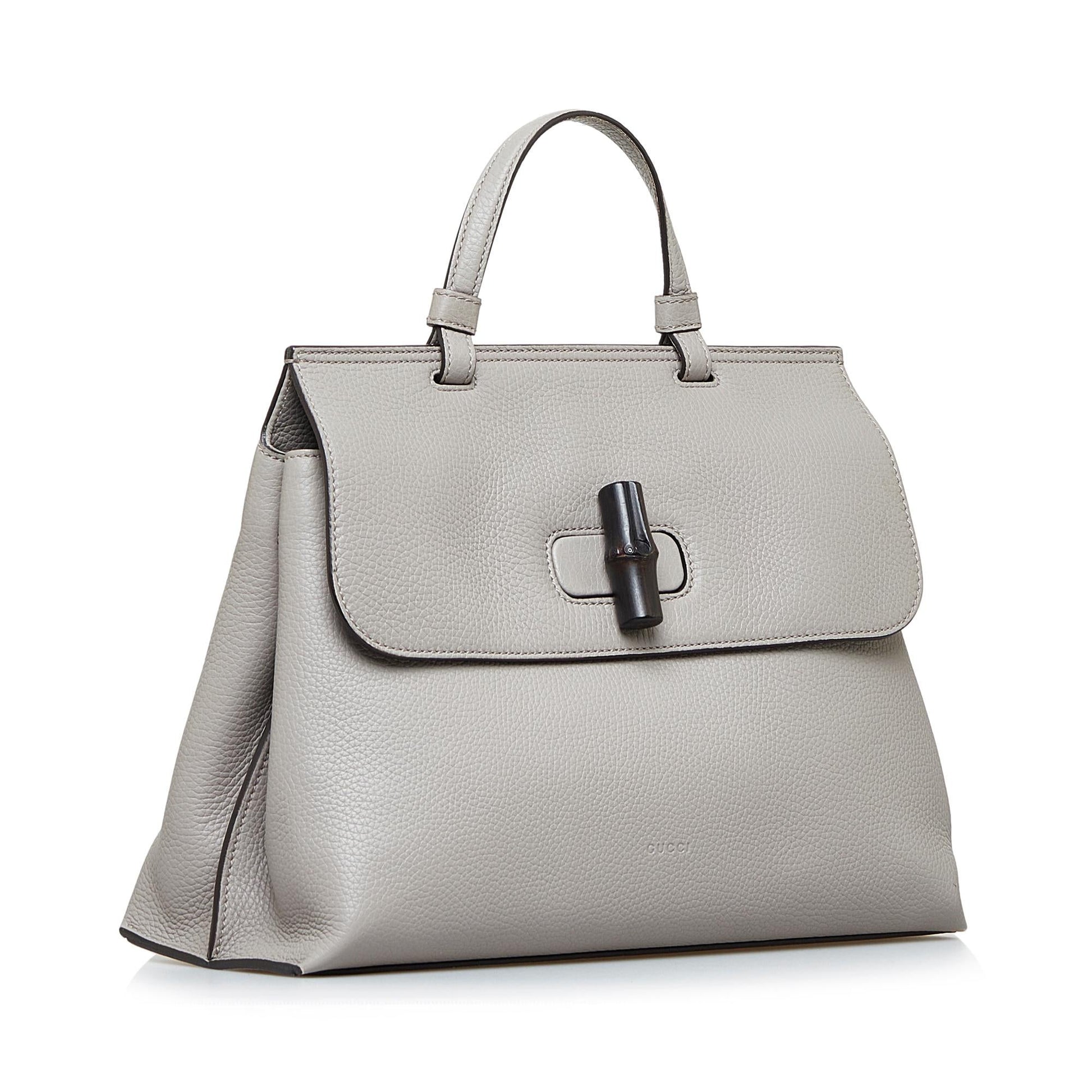 Gucci Bamboo Daily SHG-CnxlUG Calf Grey Medium Satchel Bag
