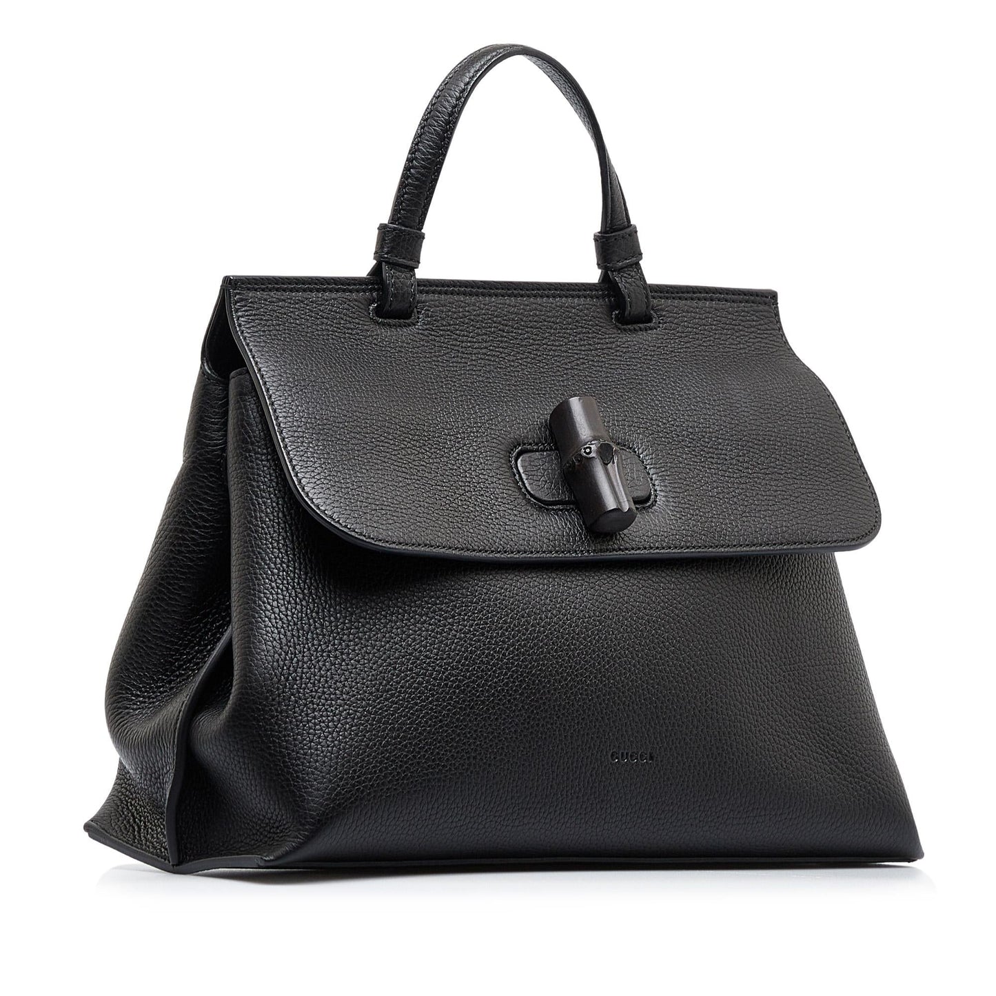 Gucci Bamboo Daily SHG-ZCLHVs Calf Black Medium Satchel Bag