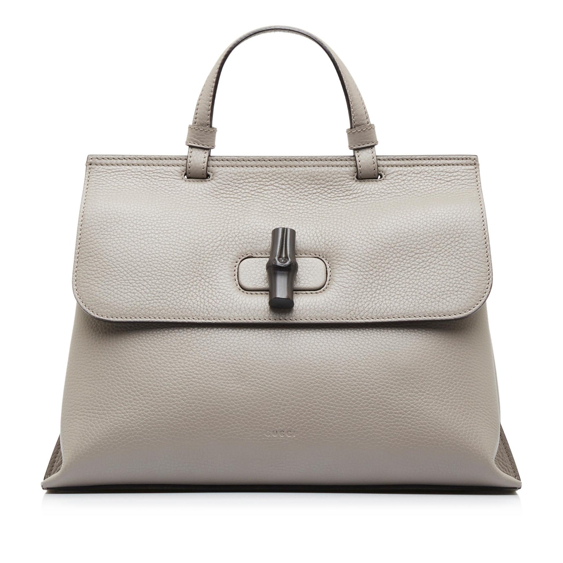 Gucci Bamboo Daily SHG-RoSjcU Calf Grey Medium Satchel Bag