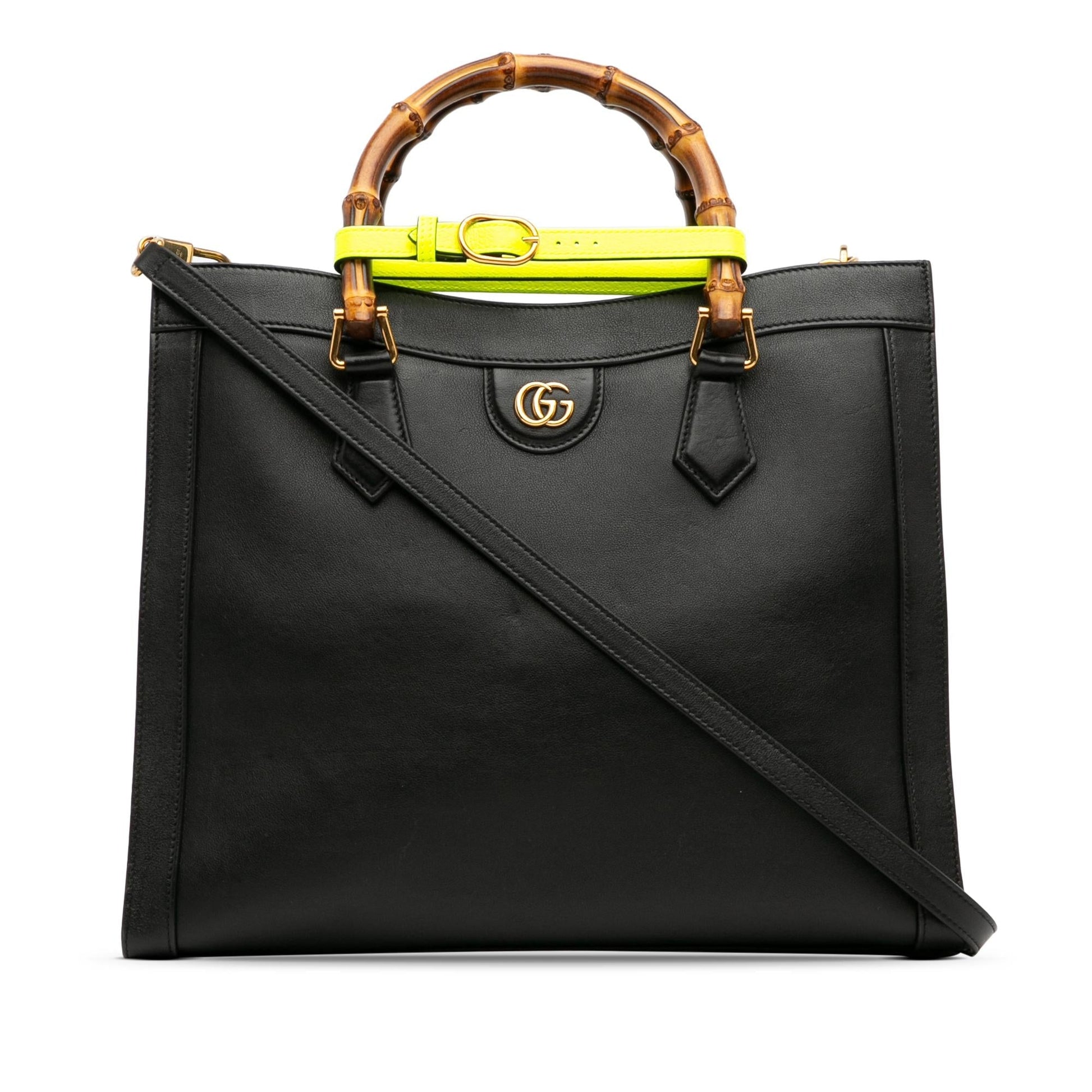 Gucci Bamboo Diana SHG-eqiq70 Calf Black Medium Satchel Bag