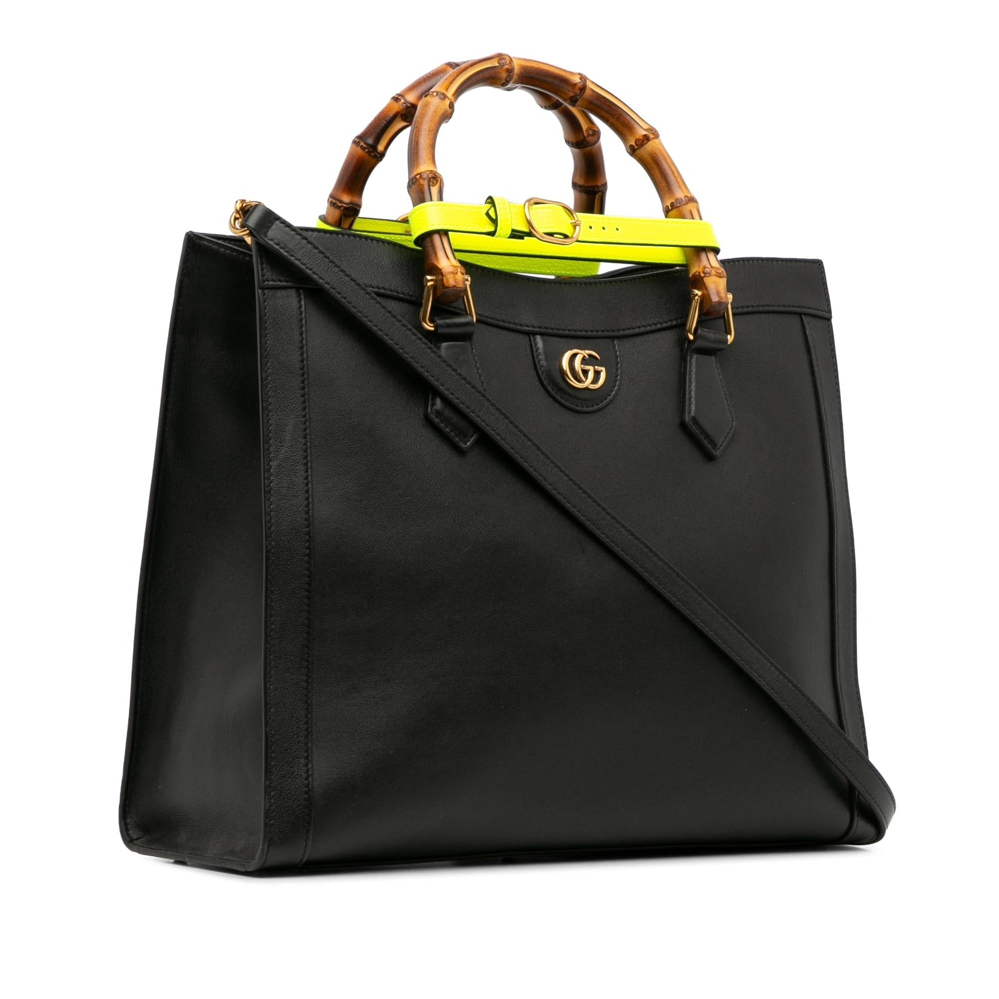 Gucci Bamboo Diana SHG-eqiq70 Calf Black Medium Satchel Bag