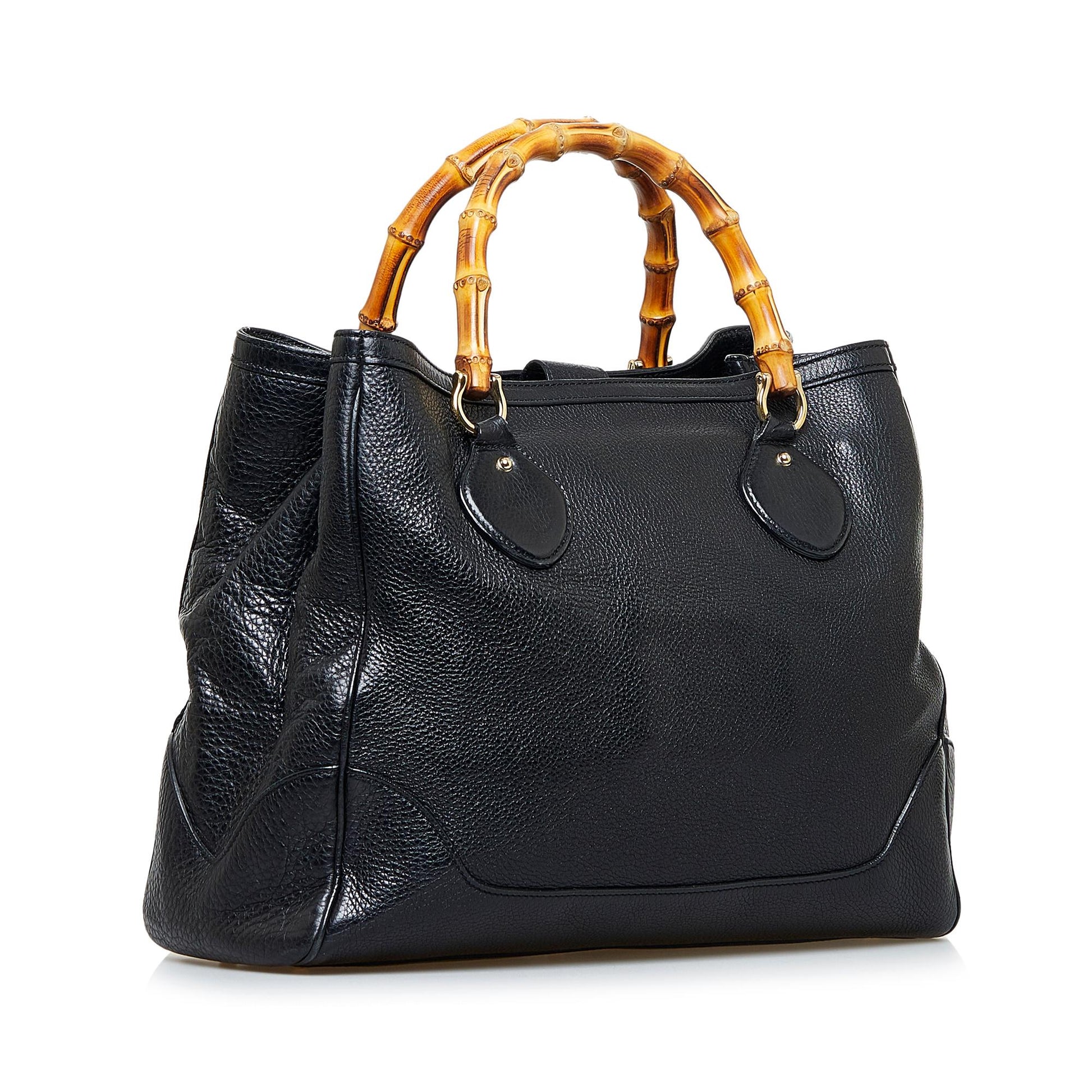 Gucci Bamboo Diana SHG-TRU5Ho Calf Black Medium Tote Bag