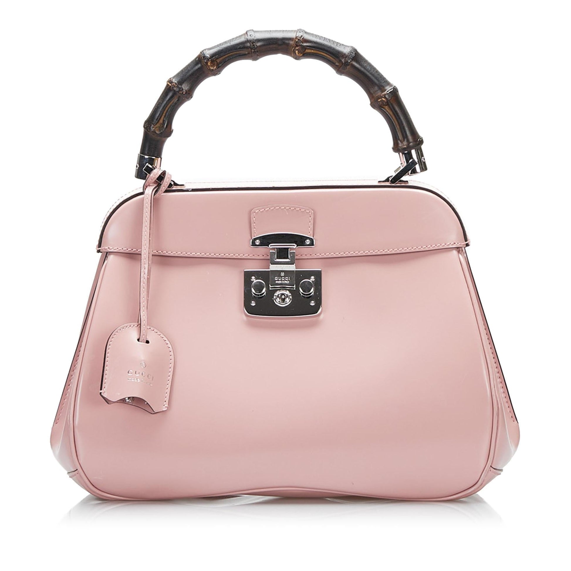 Gucci Bamboo Lady Lock SHG-KAXvEp Calf Pink Medium Satchel Bag