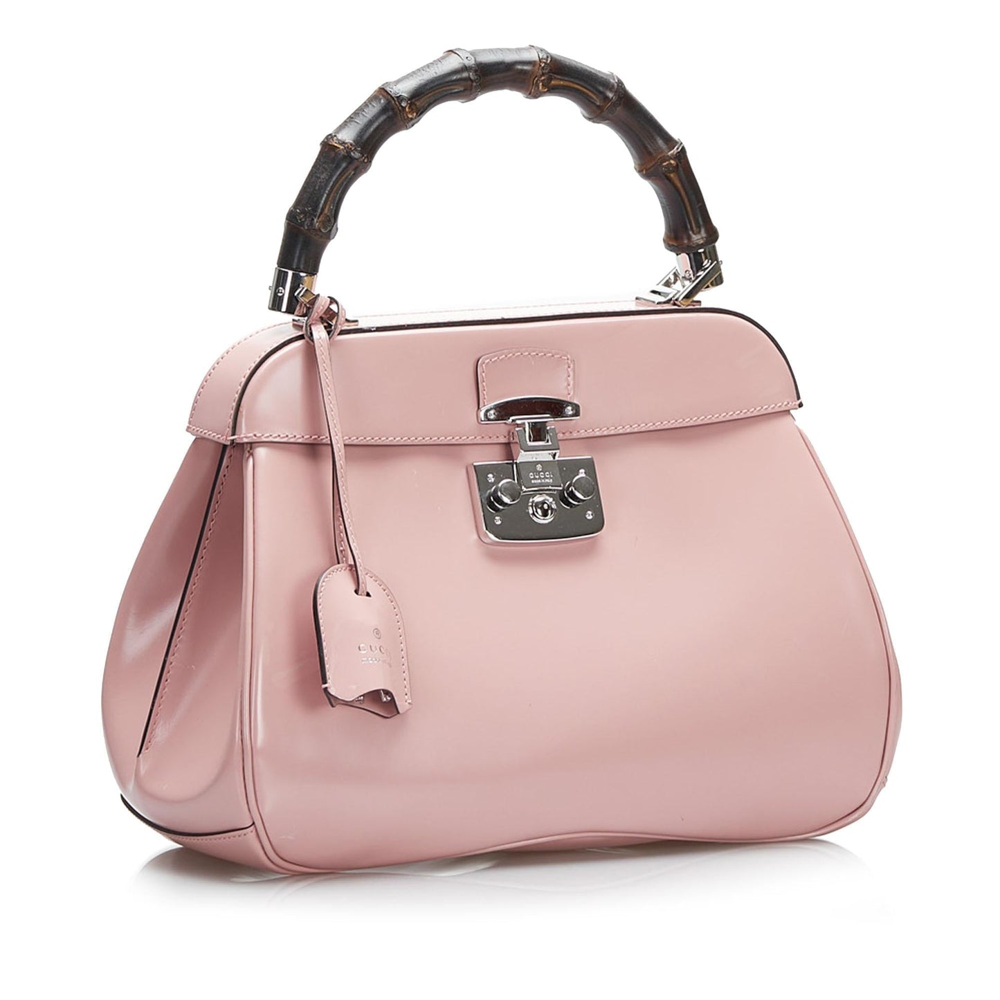Gucci Bamboo Lady Lock SHG-KAXvEp Calf Pink Medium Satchel Bag