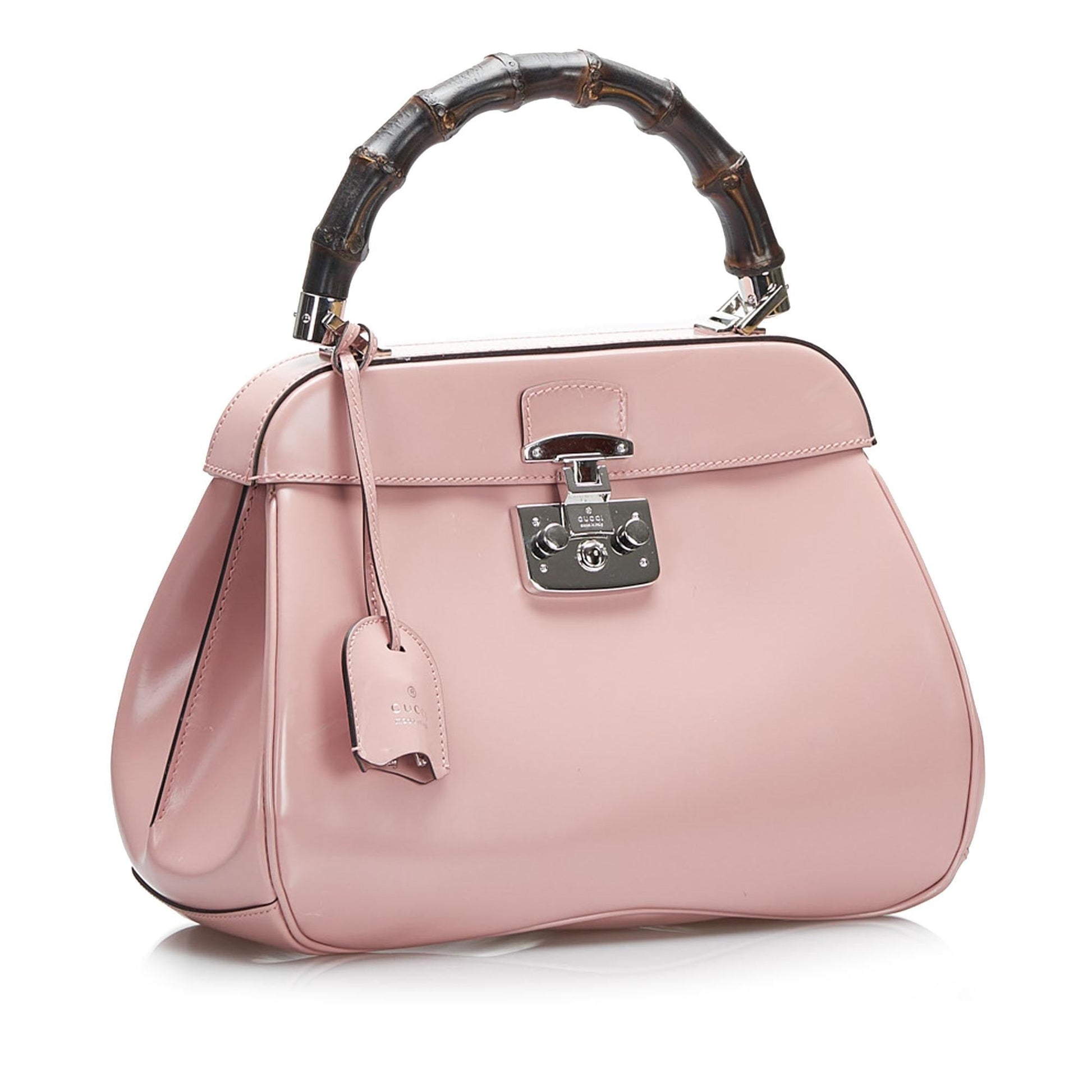 Gucci Bamboo Lady Lock SHG-KAXvEp Calf Pink Medium Satchel Bag