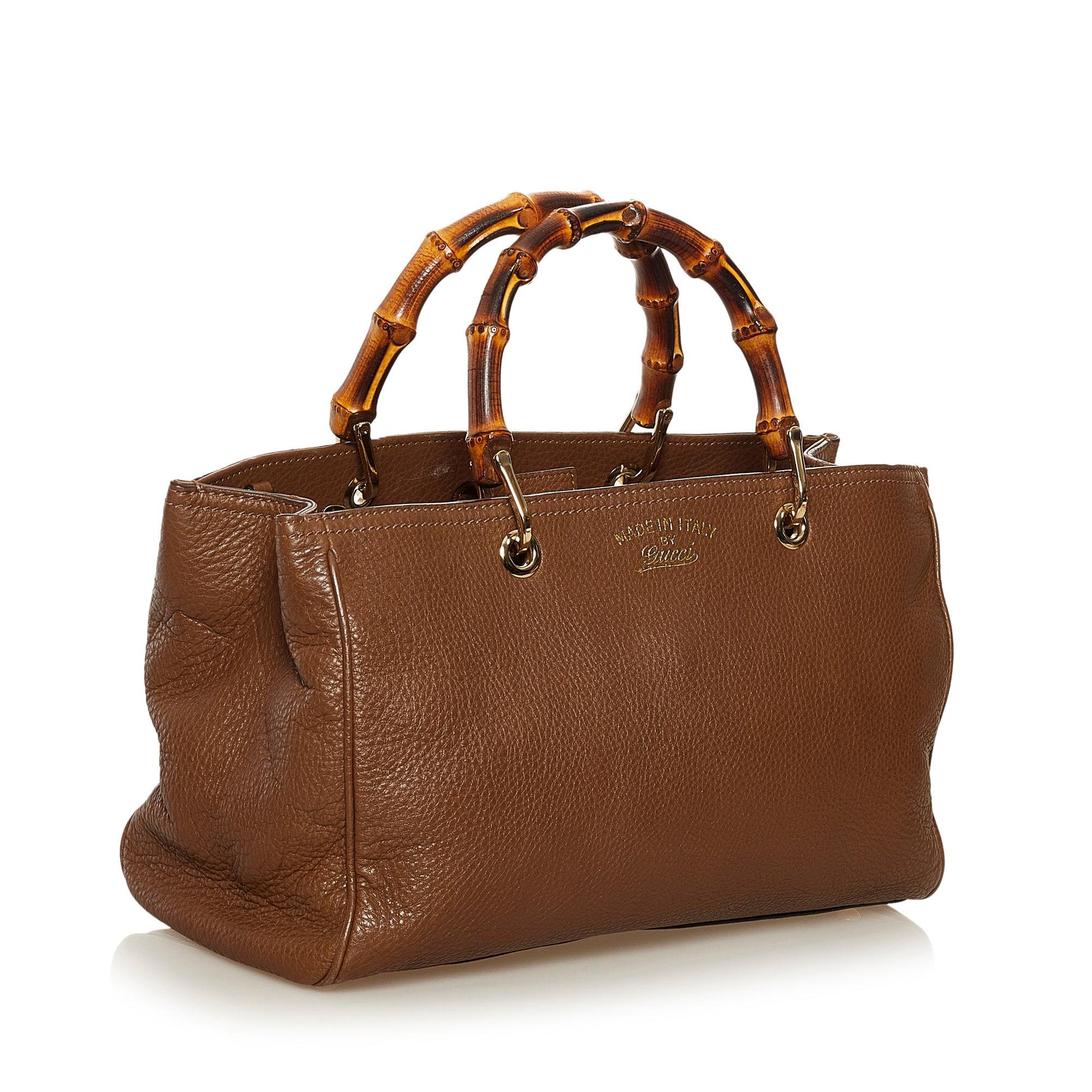Gucci Bamboo Shopper SHG Leather Calf Brown Medium Satchel Bag
