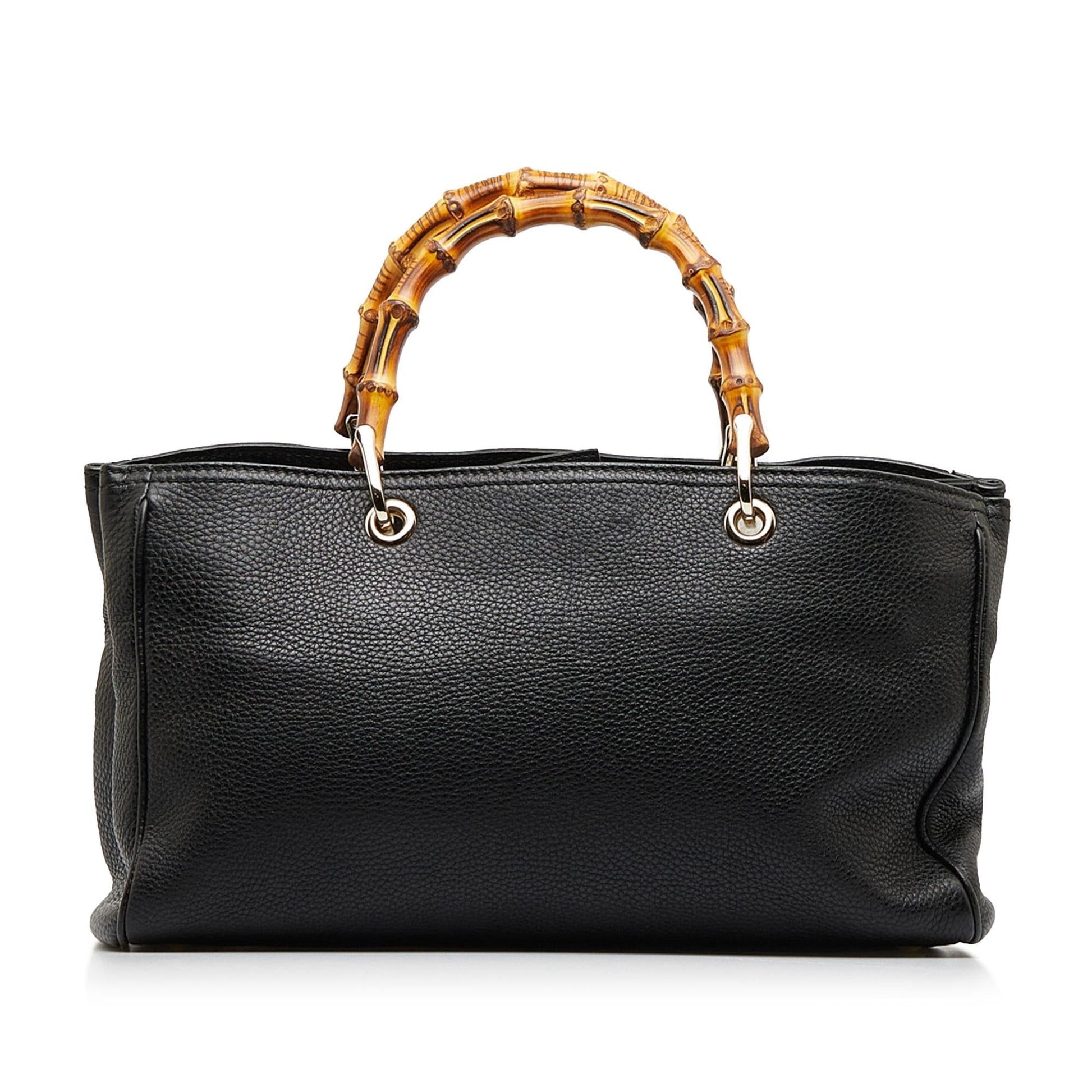 Gucci Bamboo Shopper SHG-aX6OHN Calf Black Medium Satchel Bag