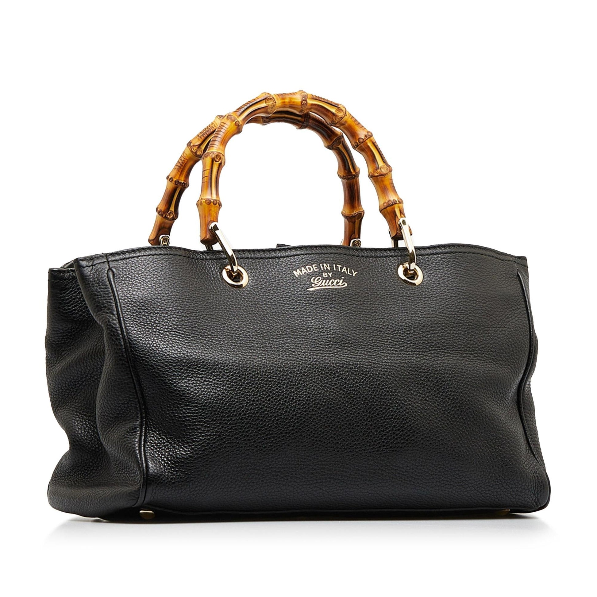 Gucci Bamboo Shopper SHG-aX6OHN Calf Black Medium Satchel Bag