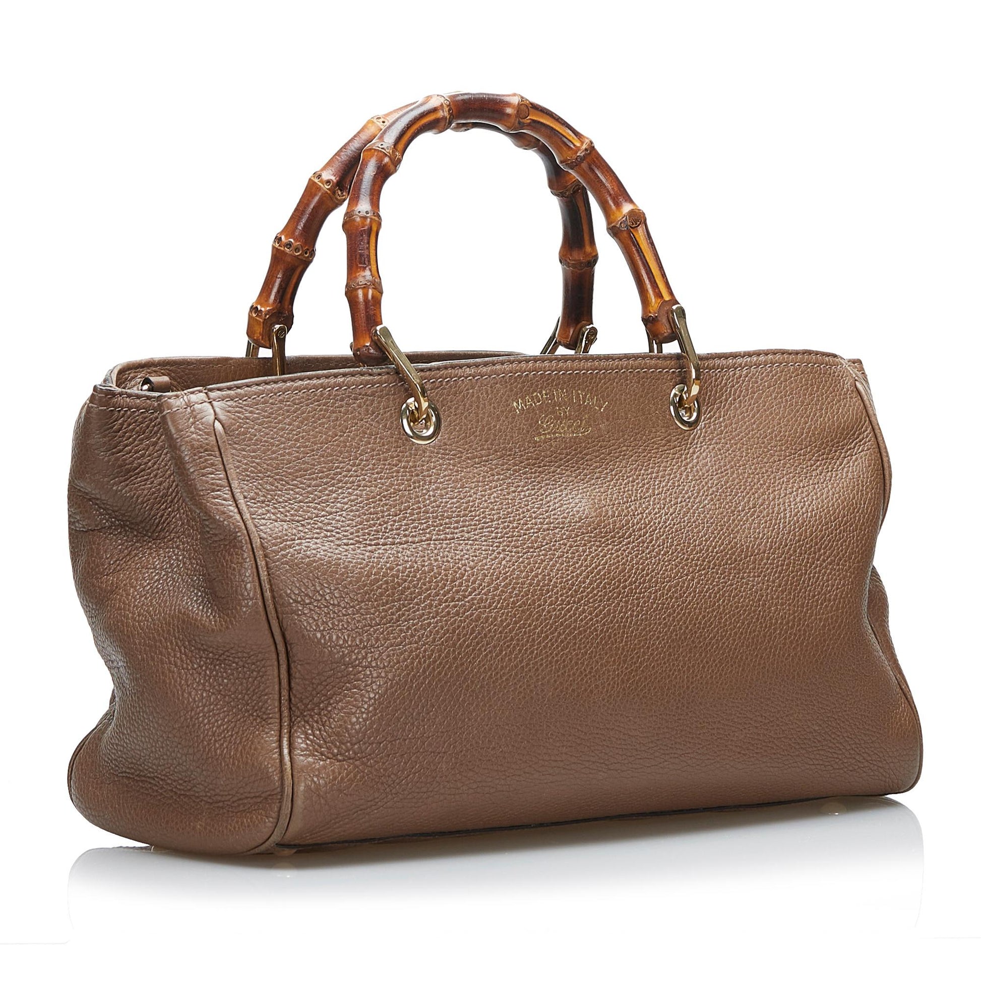 Gucci Bamboo Shopper SHG-8uU74E Calf Brown Medium Satchel Bag
