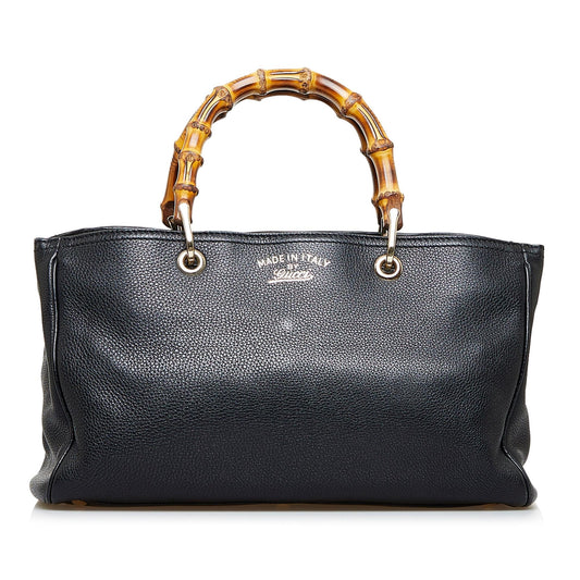 Gucci Bamboo Shopper SHG-Y2HMOQ Calf Black Medium Satchel Bag