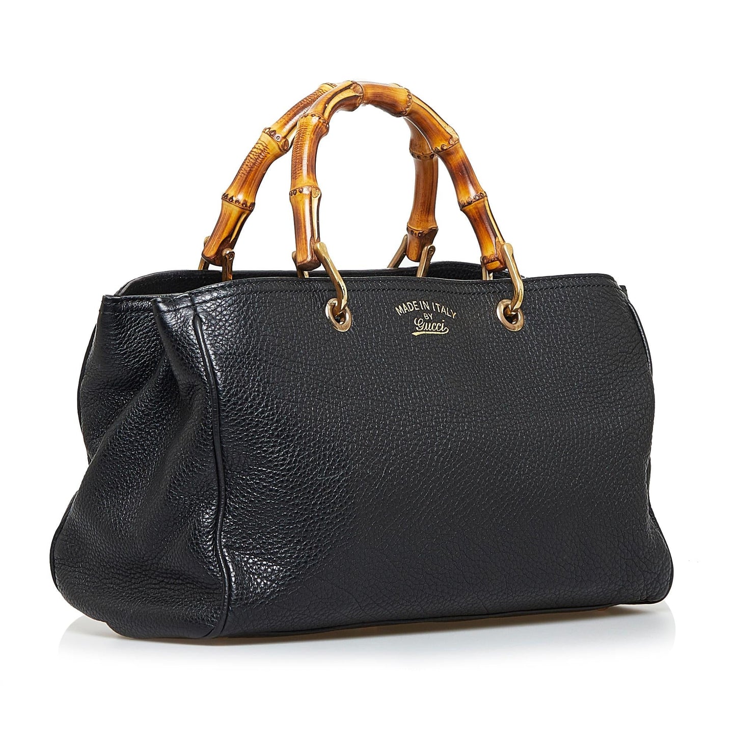 Gucci Bamboo Shopper SHG-hM4l1p Calf Black Medium Satchel Bag