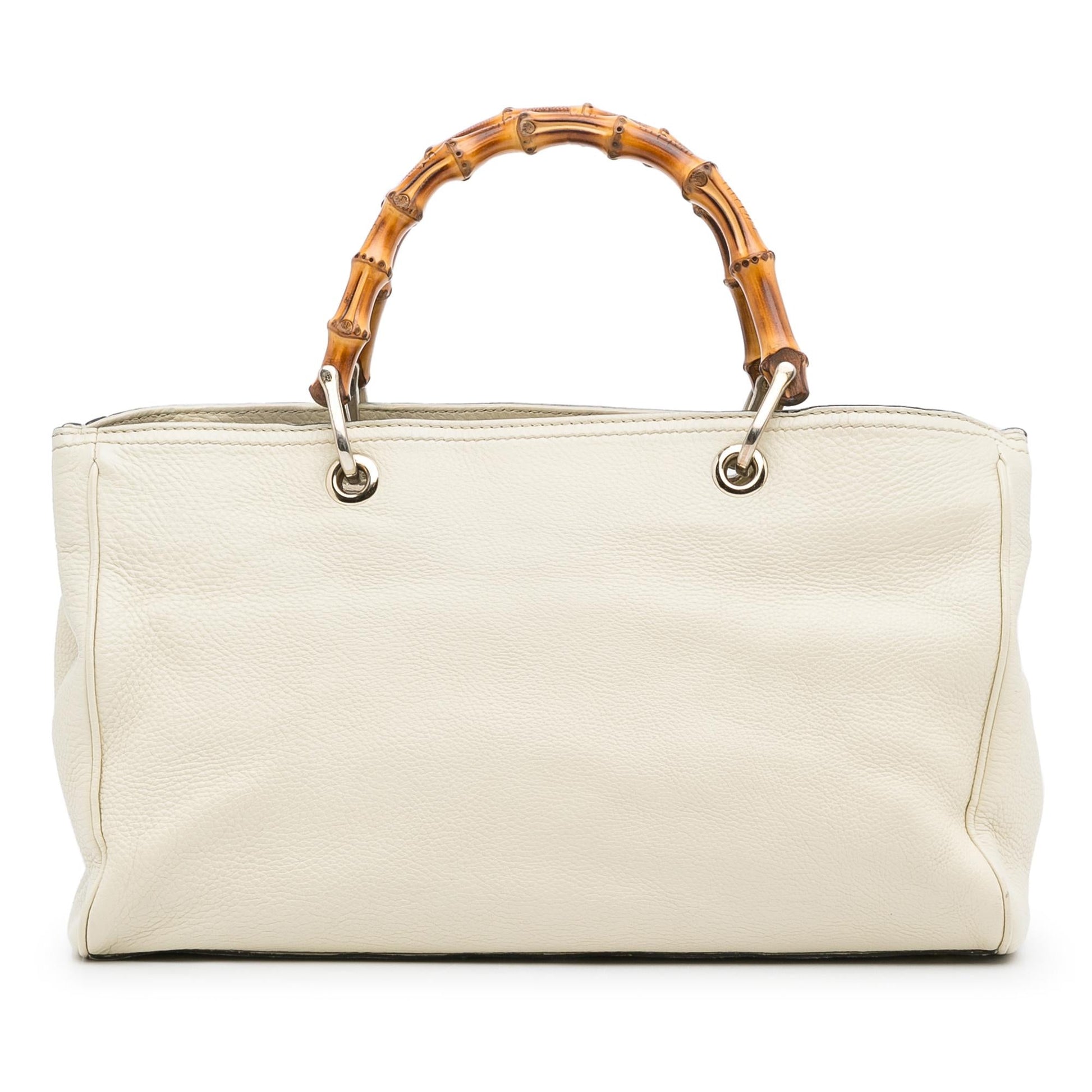 Gucci Bamboo Shopper SHG-M8 C8 Calf White Medium Satchel Bag