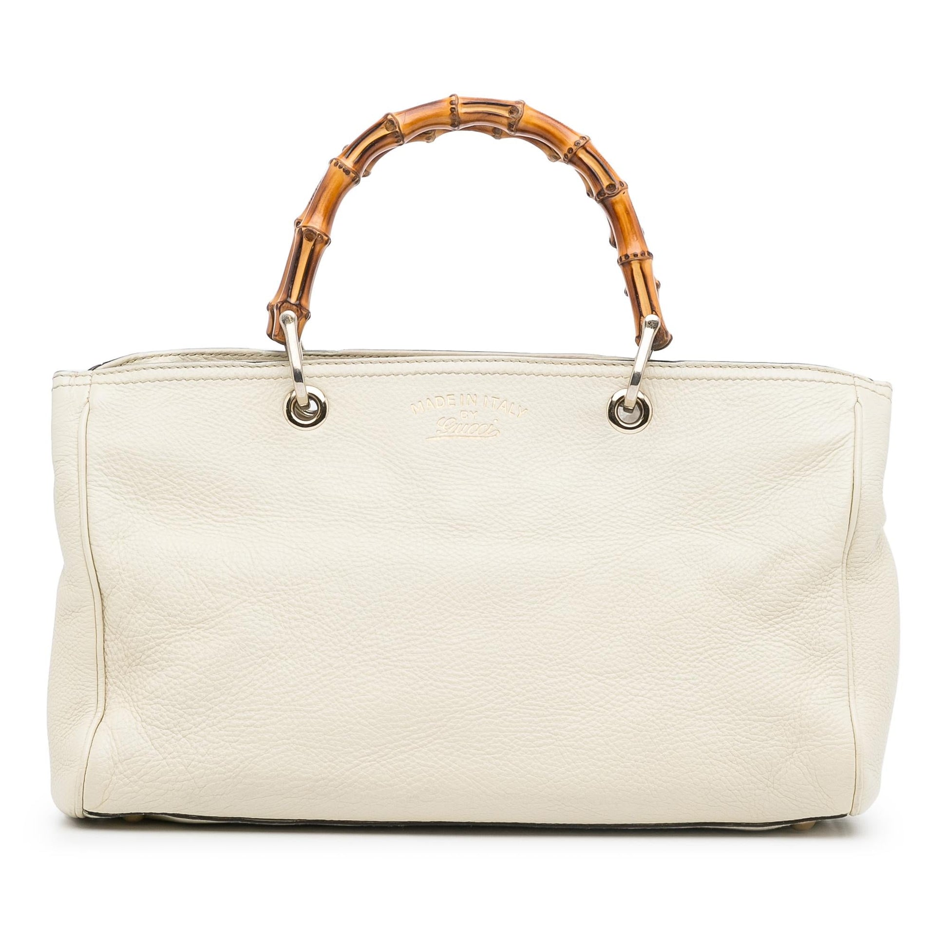 Gucci Bamboo Shopper SHG-M8 C8 Calf White Medium Satchel Bag