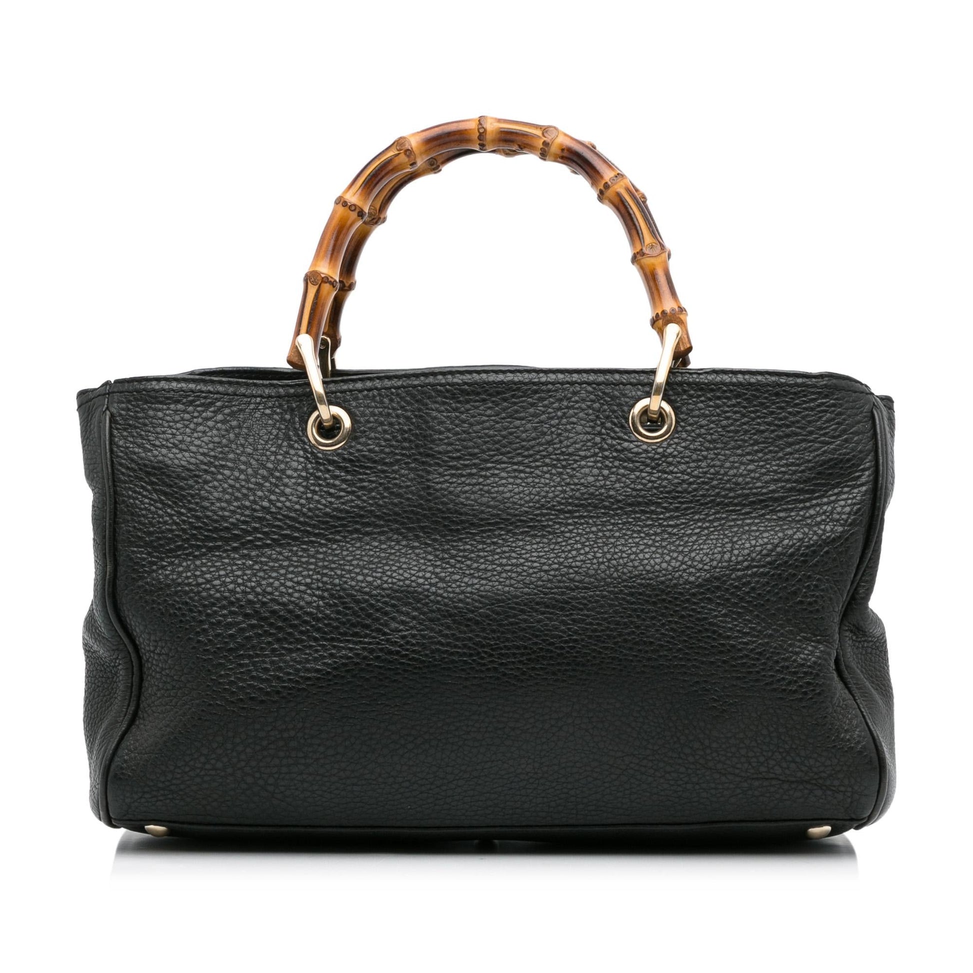 Gucci Bamboo Shopper SHG-OW8cku Calf Black Medium Satchel Bag