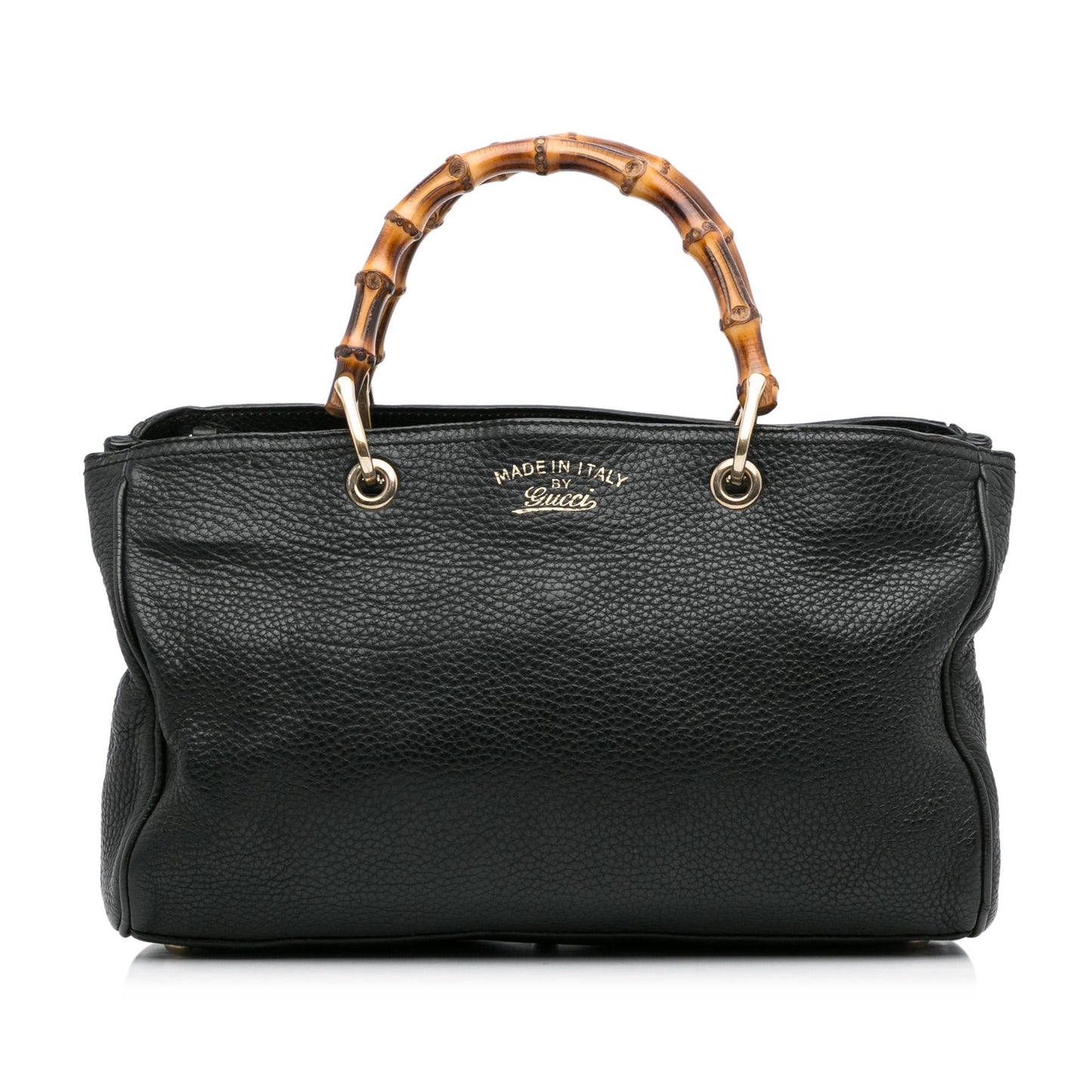 Gucci Bamboo Shopper SHG-OW8cku Calf Black Medium Satchel Bag