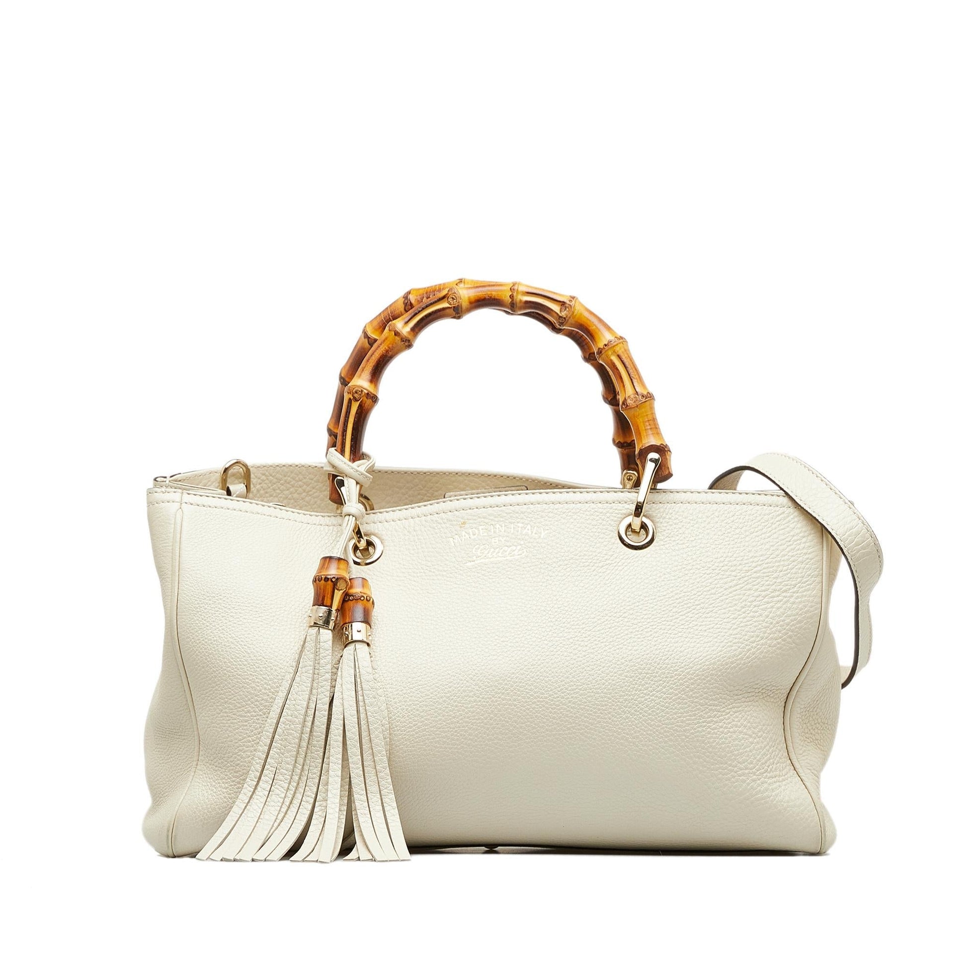 Gucci Bamboo Shopper SHG-phUc14 Calf White Medium Satchel Bag