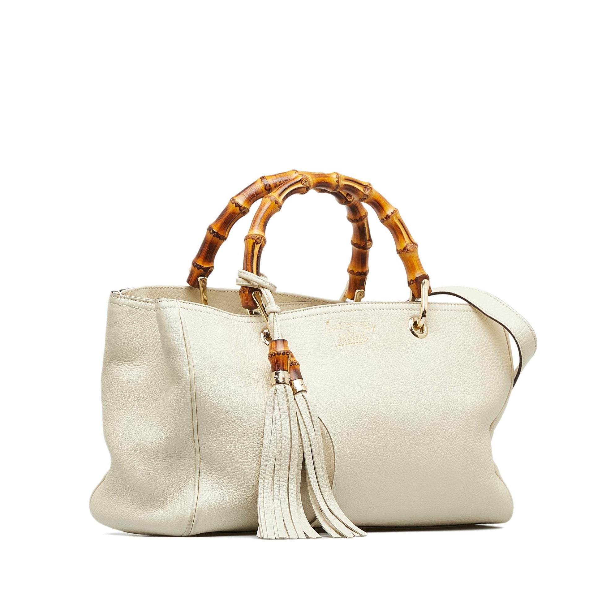Gucci Bamboo Shopper SHG-phUc14 Calf White Medium Satchel Bag