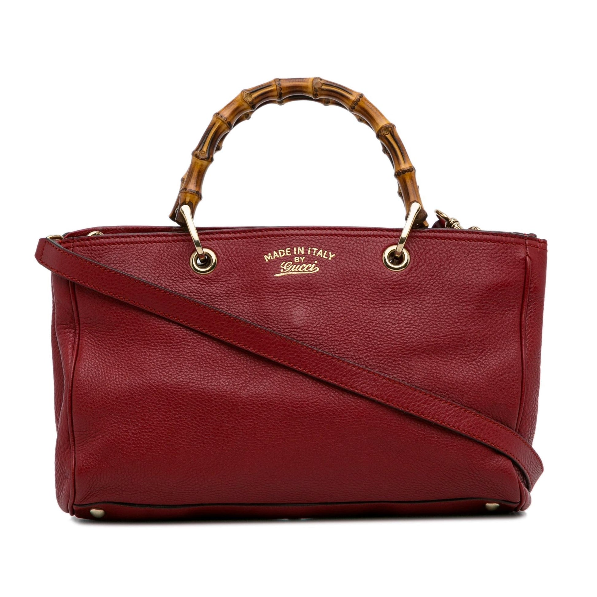 Gucci Bamboo Shopper SHG-eFAyOQ Calf Red Medium Satchel Bag