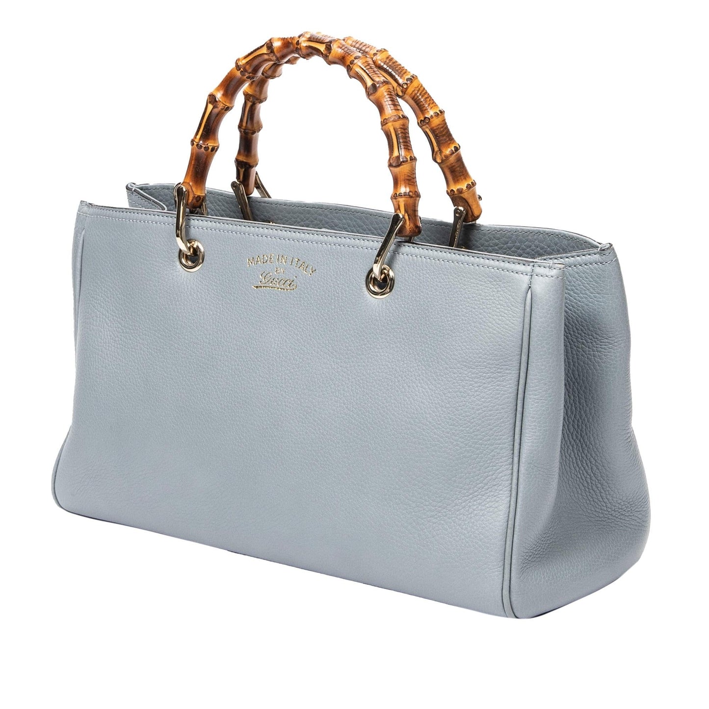 Gucci Bamboo Shopper SHG-rVjjLa Calf Blue Medium Satchel Bag
