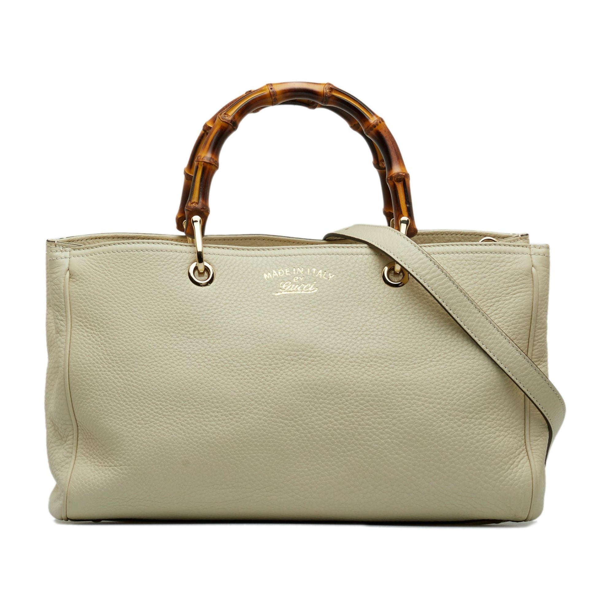 Gucci Bamboo Shopper SHG-ooXar9 Calf White Medium Satchel Bag