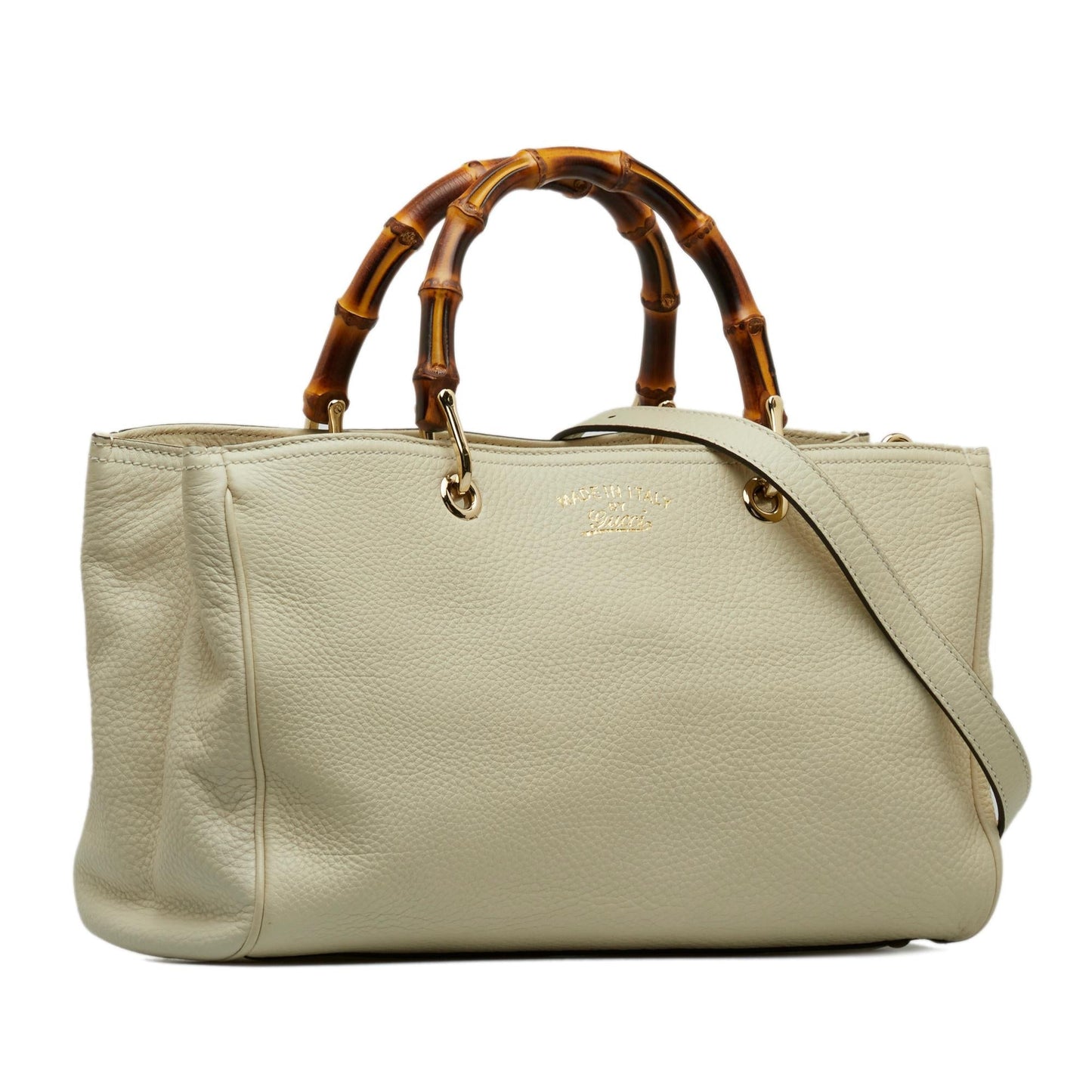 Gucci Bamboo Shopper SHG-ooXar9 Calf White Medium Satchel Bag