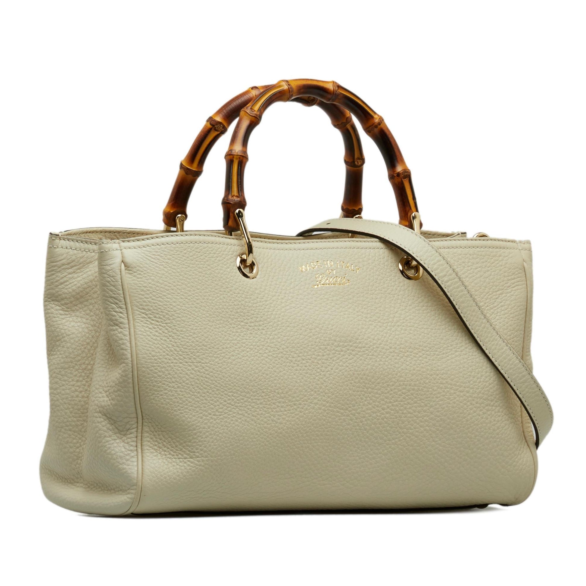 Gucci Bamboo Shopper SHG-ooXar9 Calf White Medium Satchel Bag