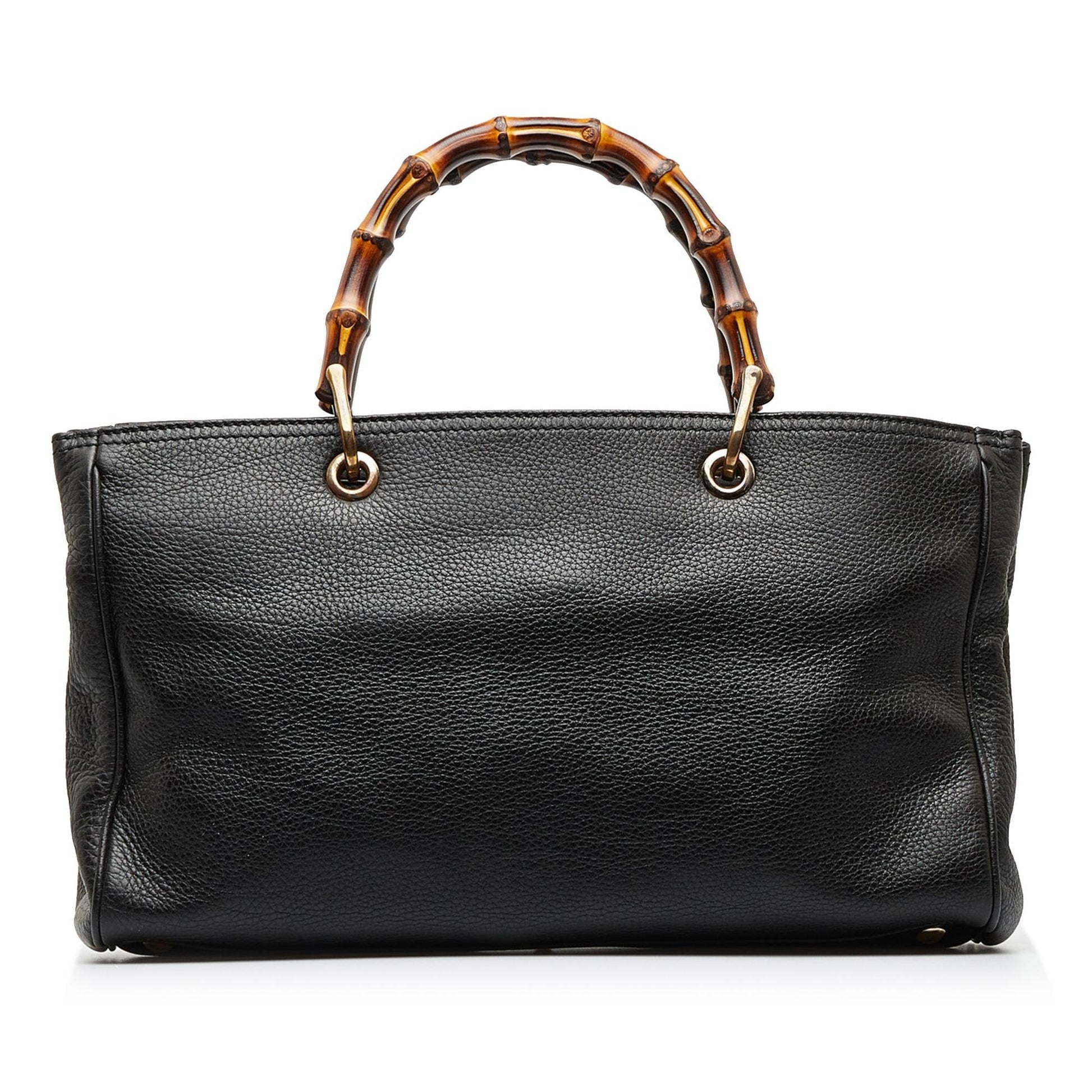 Gucci Bamboo Shopper SHG-JPGNIE Calf Black Medium Satchel Bag