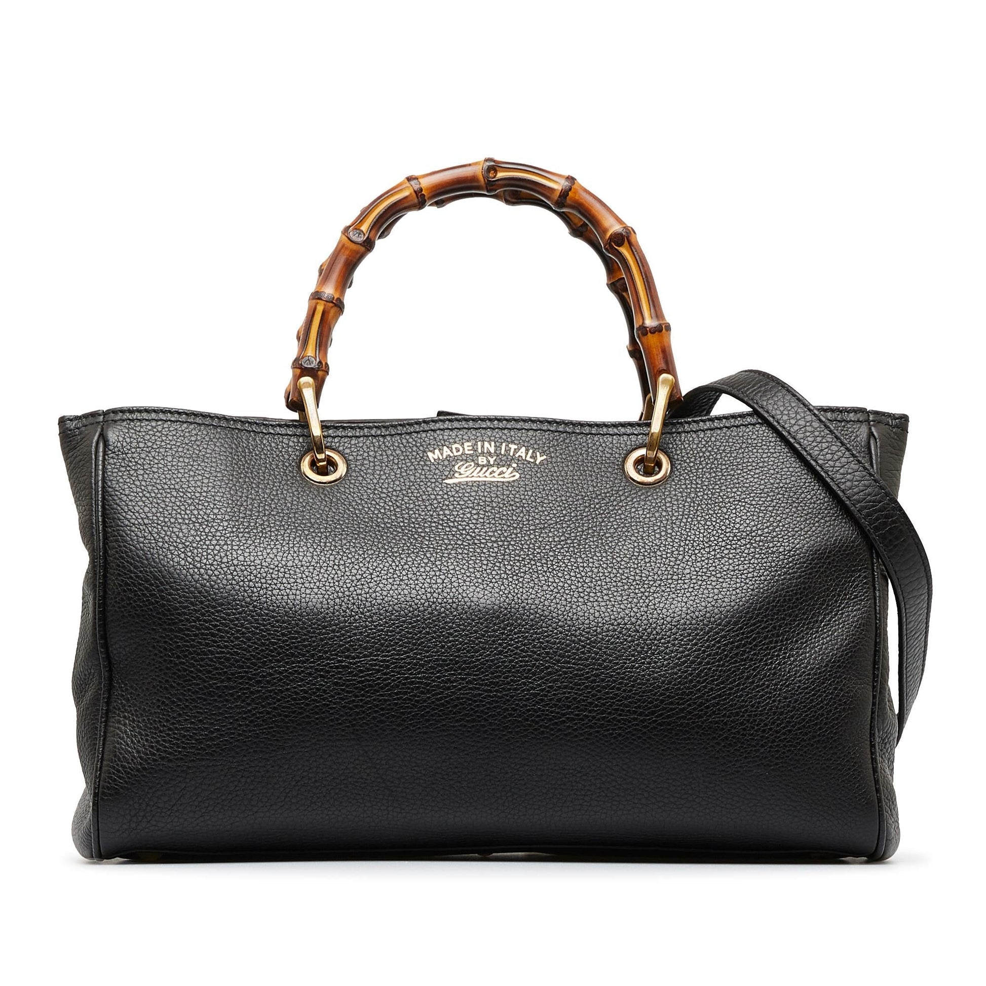 Gucci Bamboo Shopper SHG-JPGNIE Calf Black Medium Satchel Bag