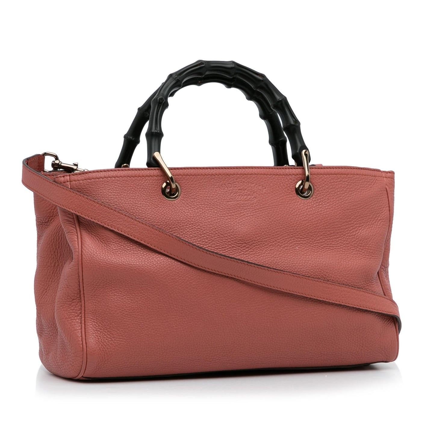 Gucci Bamboo Shopper SHG-klW7G4 Calf Pink Medium Satchel Bag
