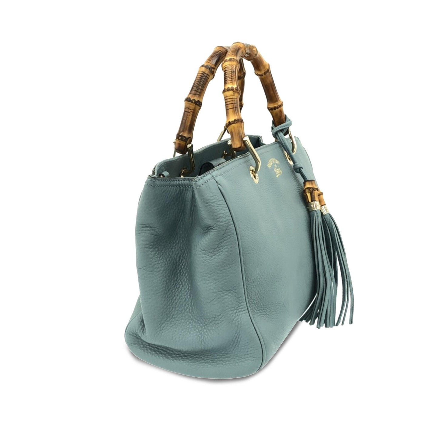 Gucci Bamboo Shopper SHG-f5CnFf Calf Blue Medium Satchel Bag