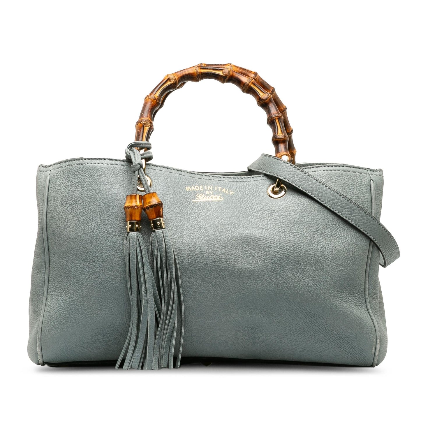 Gucci Bamboo Shopper SHG-Fx5WLs Calf Blue Medium Satchel Bag