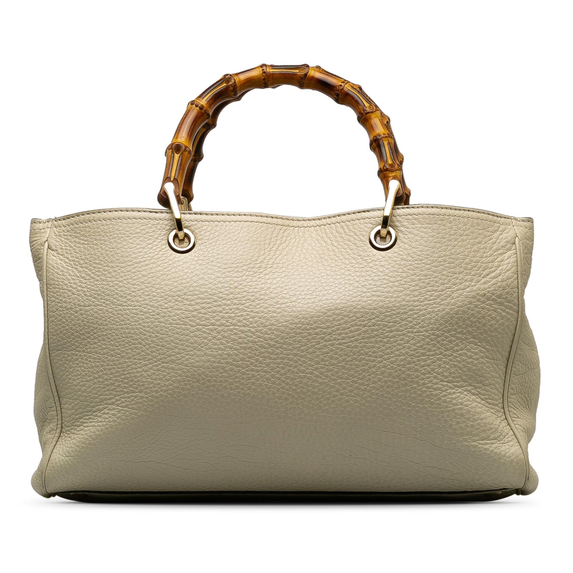 Gucci Bamboo Shopper SHG-w6h1Uh Calf White Medium Satchel Bag