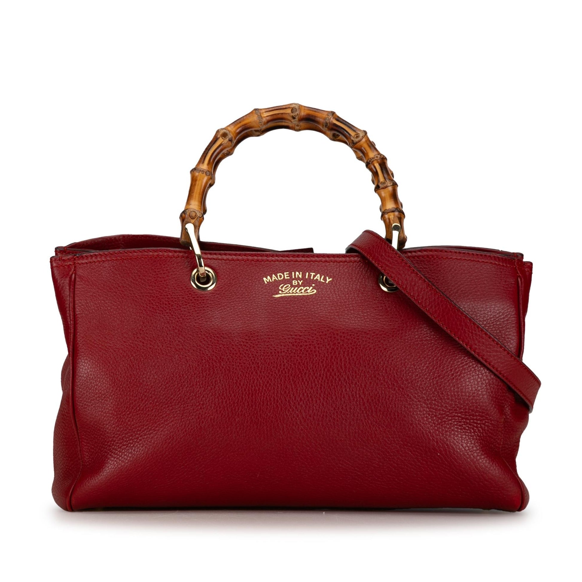 Gucci Bamboo Shopper SHG-UHvUuz Calf Red Medium Satchel Bag