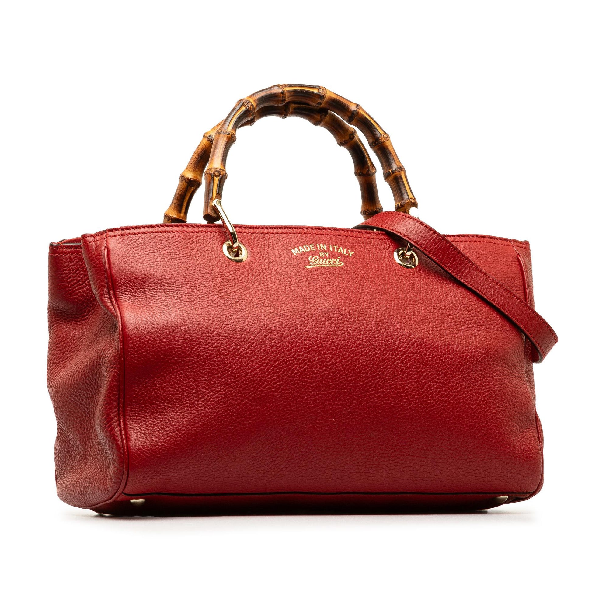 Gucci Bamboo Shopper SHG-V1zuVI Calf Red Medium Satchel Bag